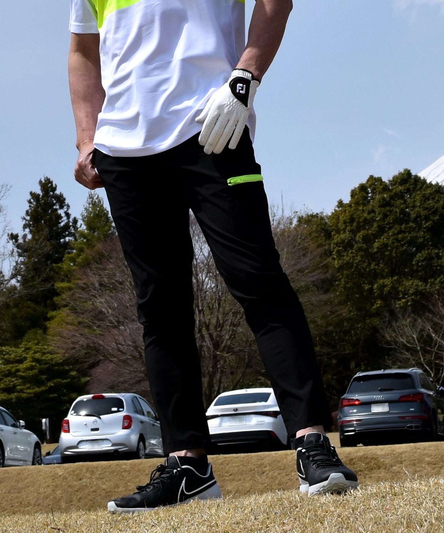 冷感素材アンクル丈カラーZIPストレッチゴルフパンツ(CG-24012A)