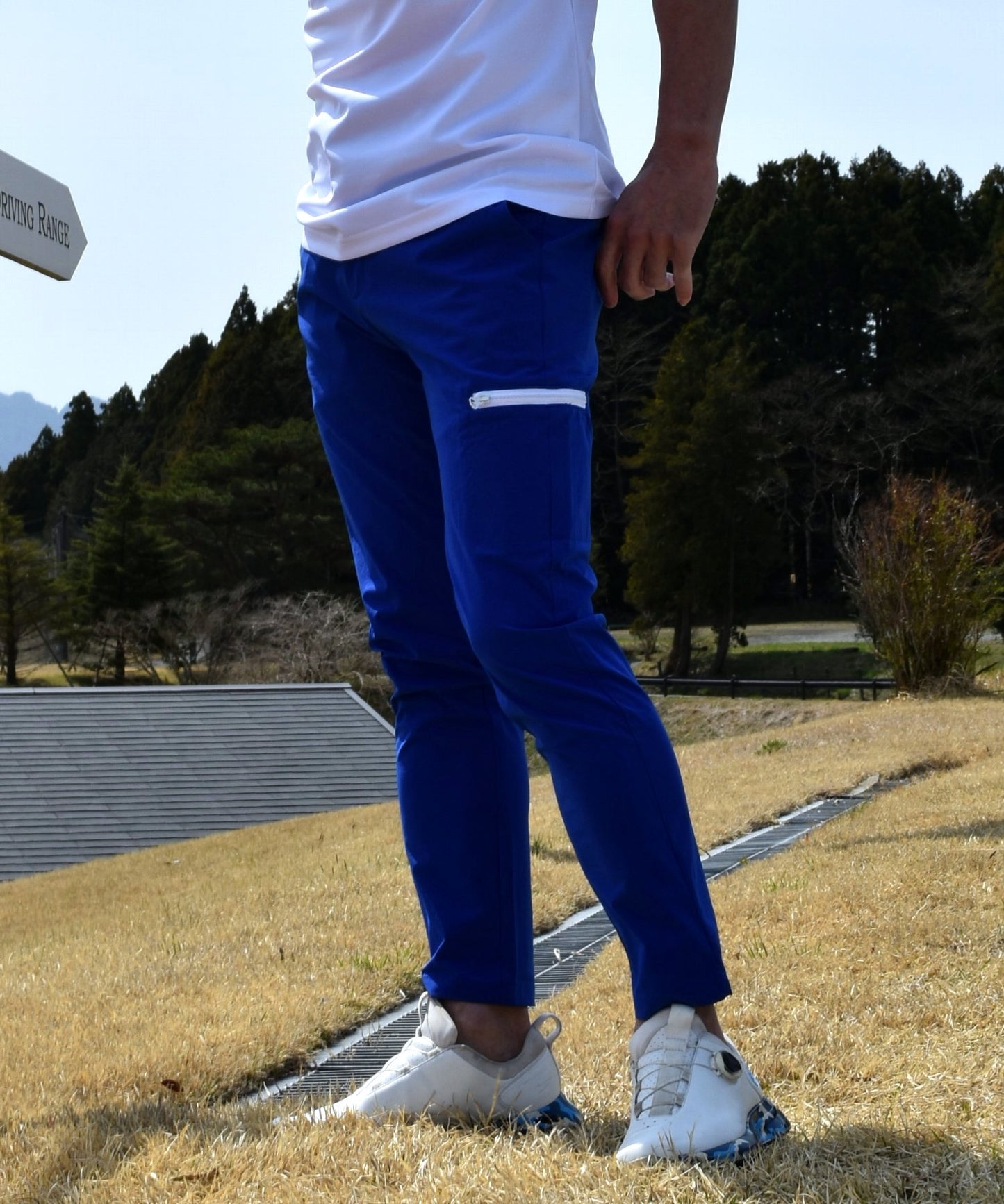 冷感素材アンクル丈カラーZIPストレッチゴルフパンツ(CG-24012A)