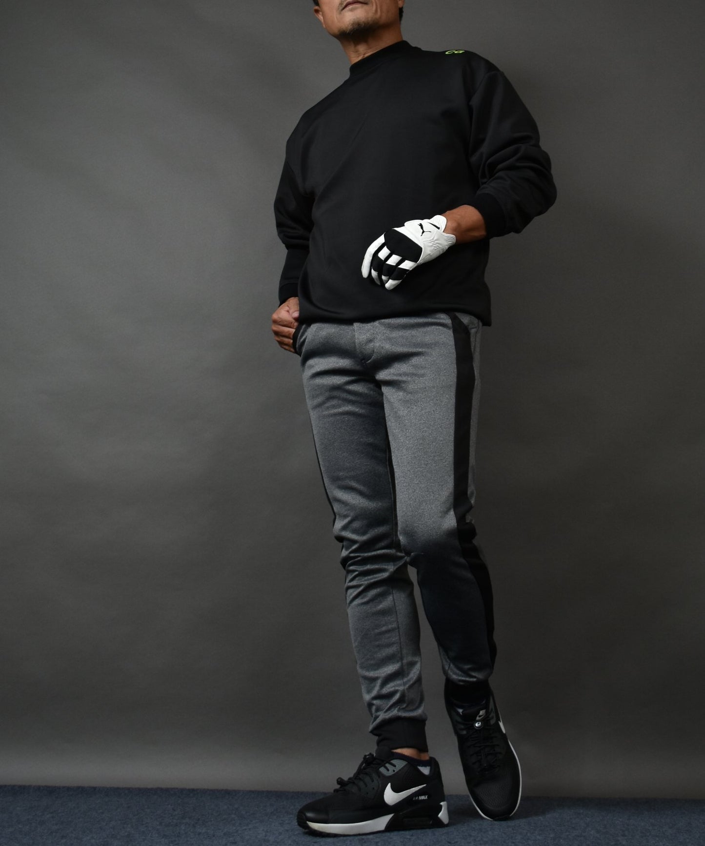 年末年始も発送!ポンチ素材サイドライン入りジョガーパンツ(CG-21001ST)