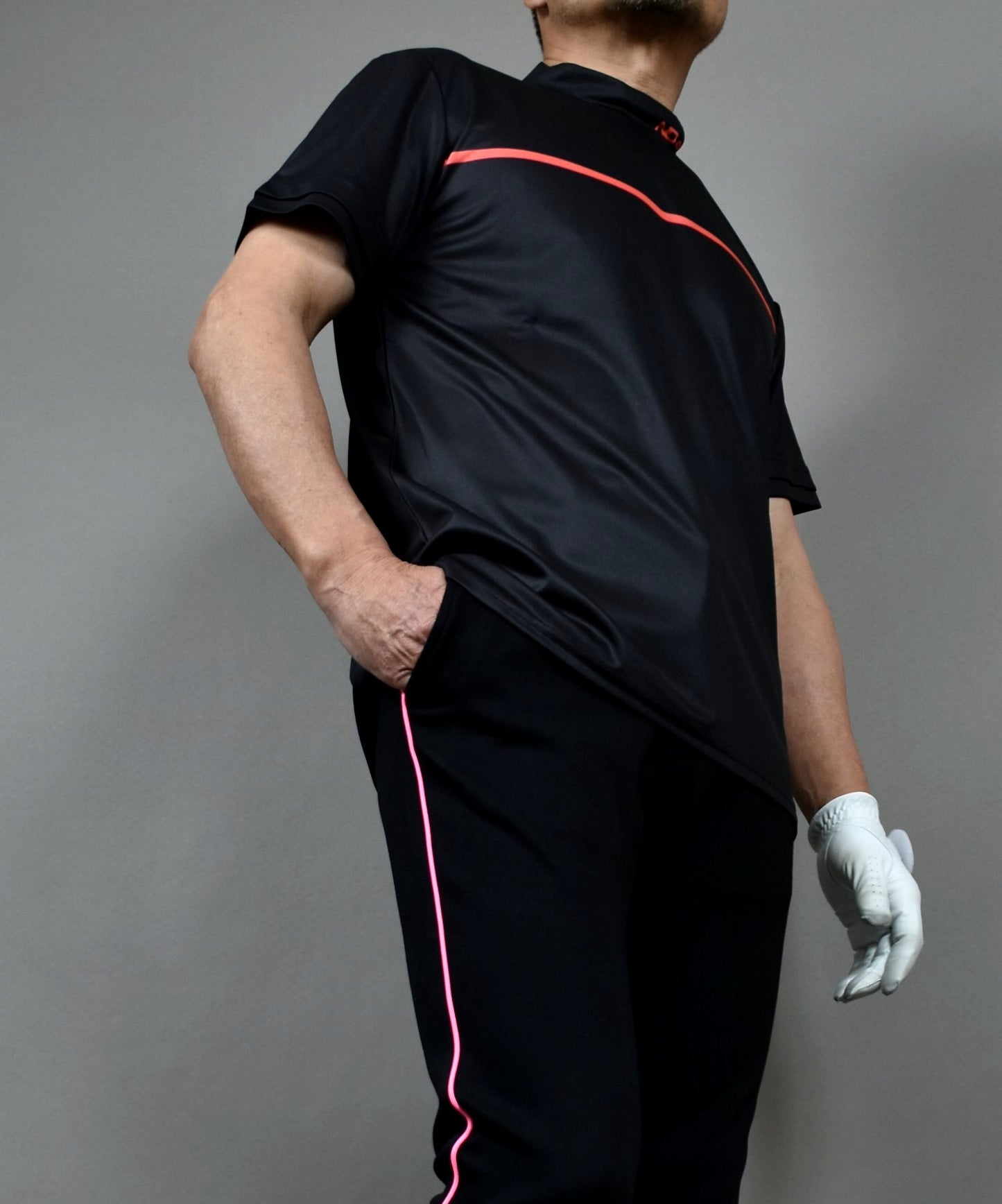 ラインデザイン半袖モックネックゴルフシャツ(CG-HT5003S)