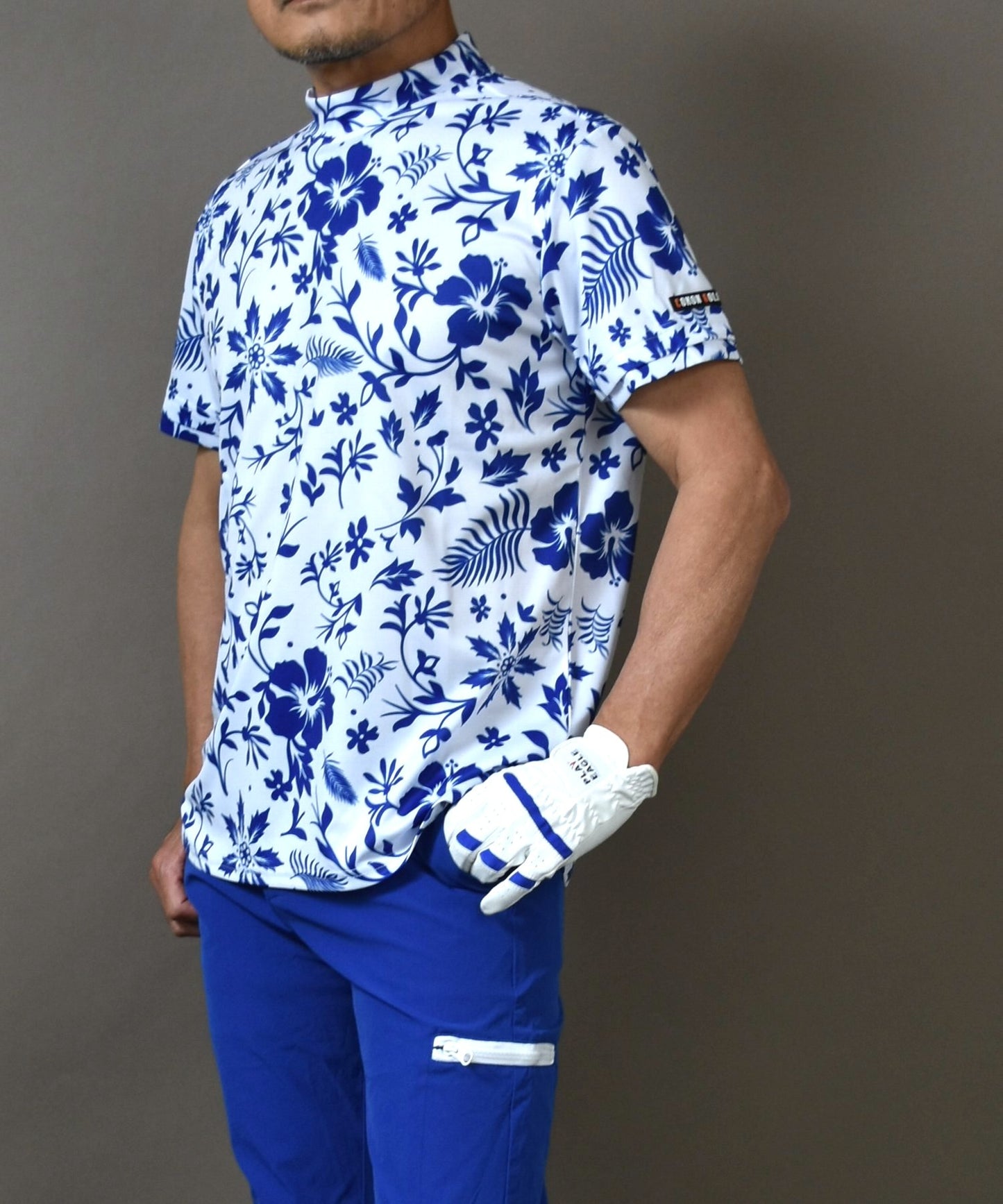 ボタニカル柄半袖モックネックゴルフシャツ(CG-HT5007S)