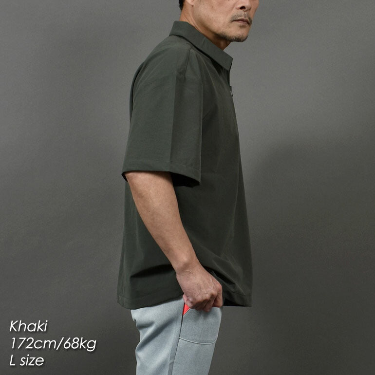 ビッグシルエット半袖ゴルフハーフZIPシャツ(CG-SP402)