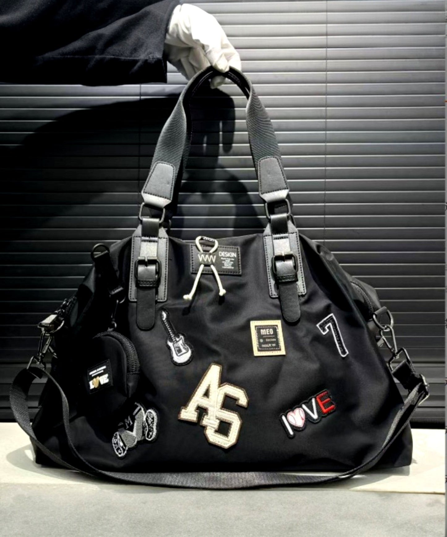 スーツケースに掛けられるワッペンデザインキャリーオン2WAYボストンバッグ(CG-AB51102)