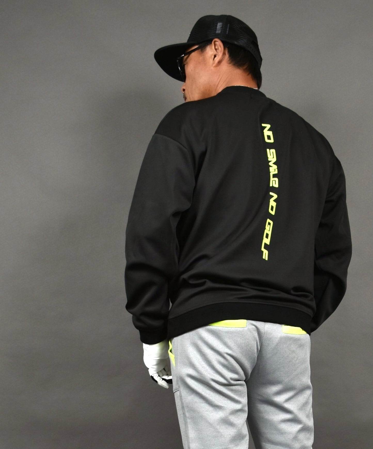 バックロゴ入りポンチ素材長袖モックネックゴルフプルオーバー(CG-LT4019)