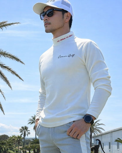 やわらかポンチ素材長袖モックネックゴルフシャツ(CG-ST4011)