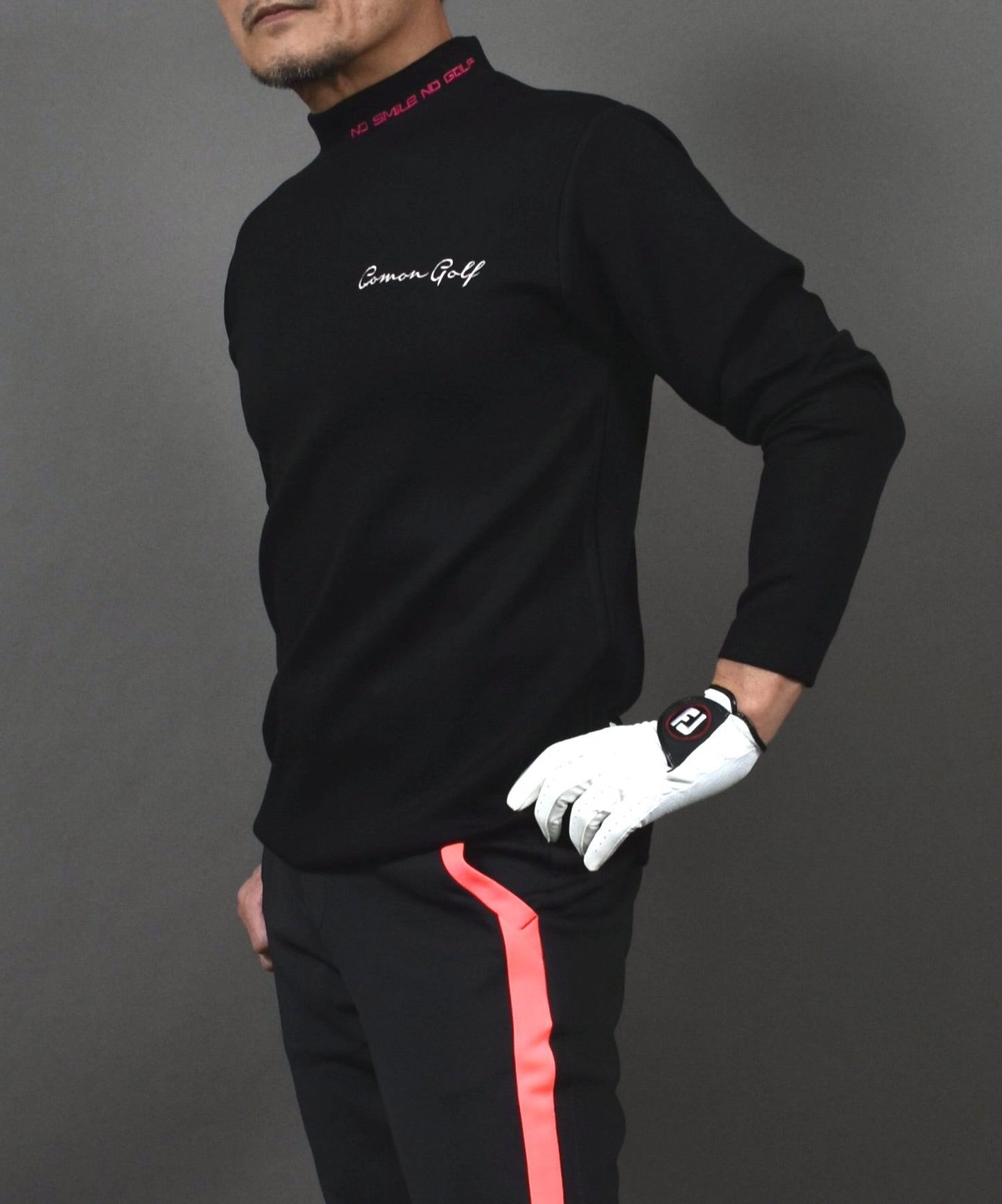 やわらかポンチ素材長袖モックネックゴルフシャツ(CG-ST4011)