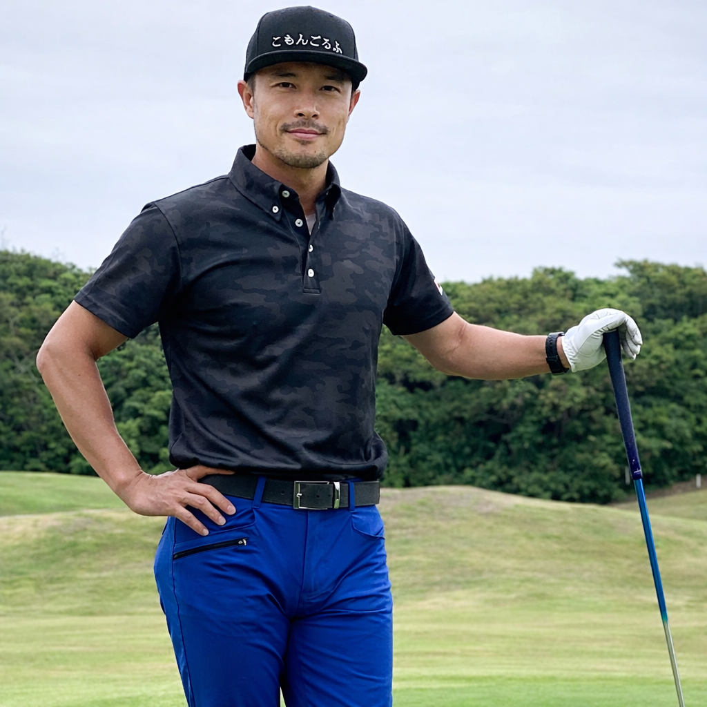 ひらがなロゴハーフメッシュ平つばゴルフキャップ(CG-CAP24)