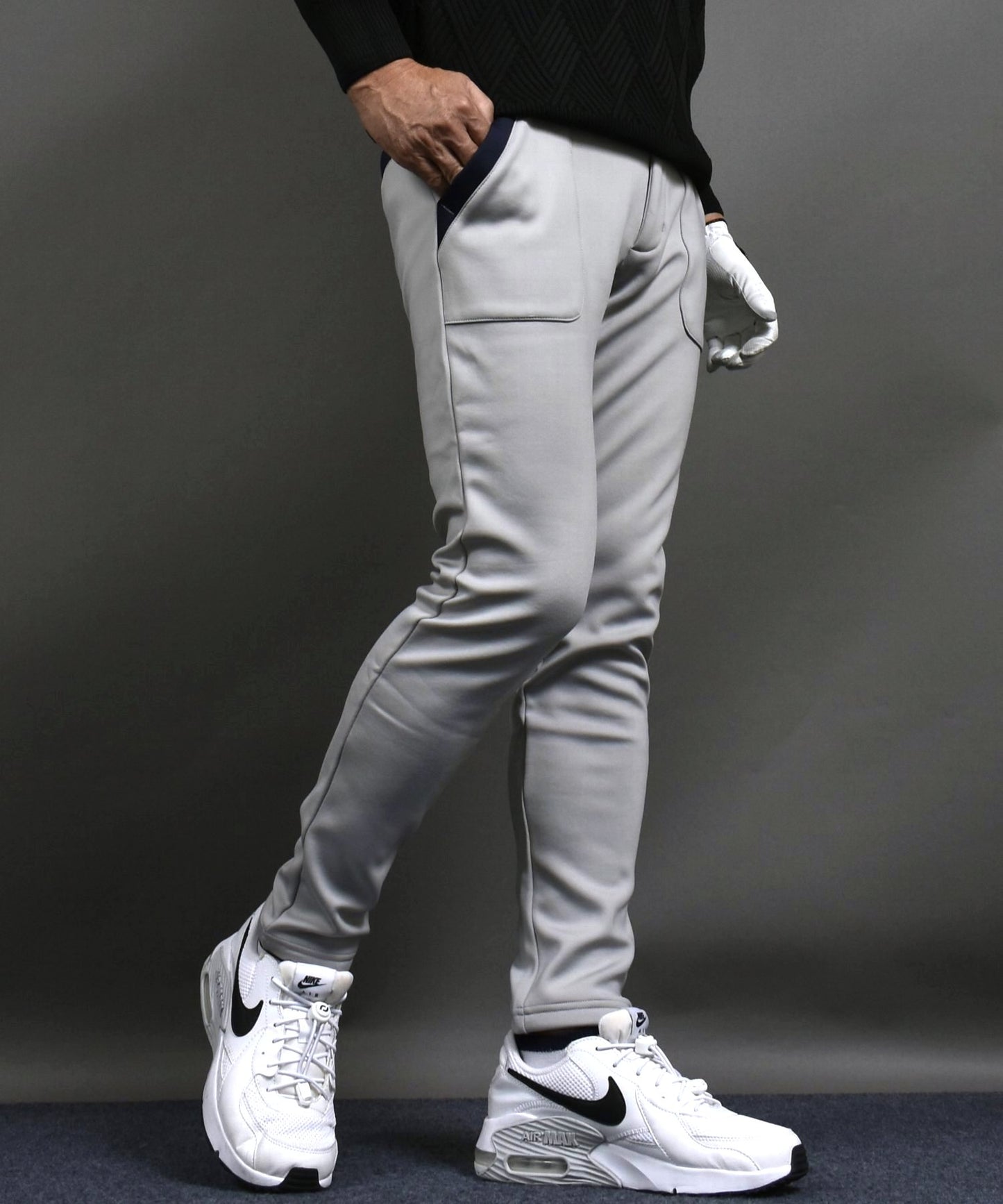 裏フリースボンディングポケットラインストレッチテーパードゴルフパンツ(CG-22026)