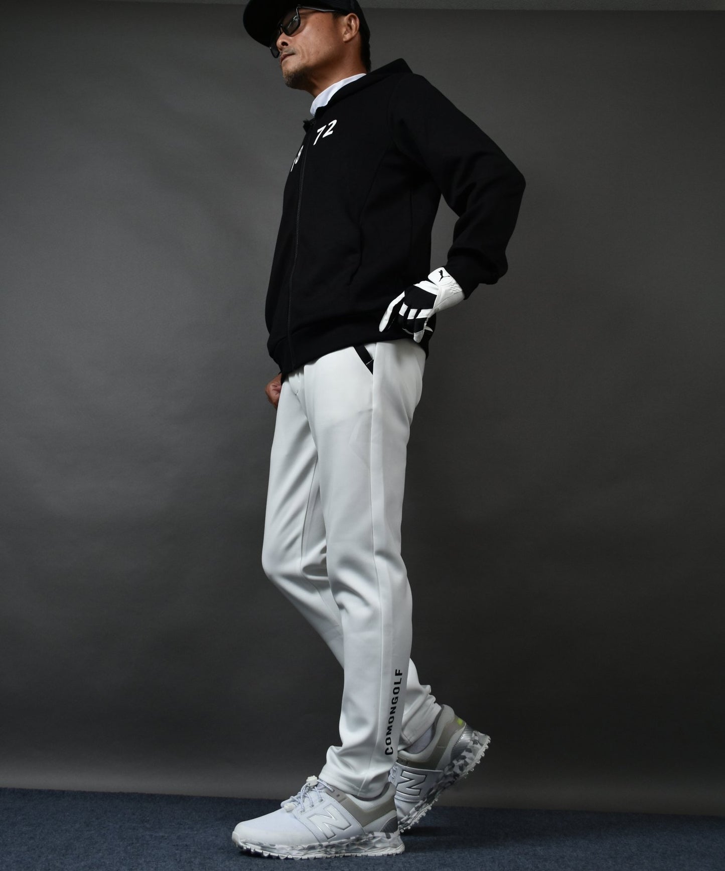 プリント入り ポンチスウェット素材 フーディーゴルフジャケット(CG-JK5012)