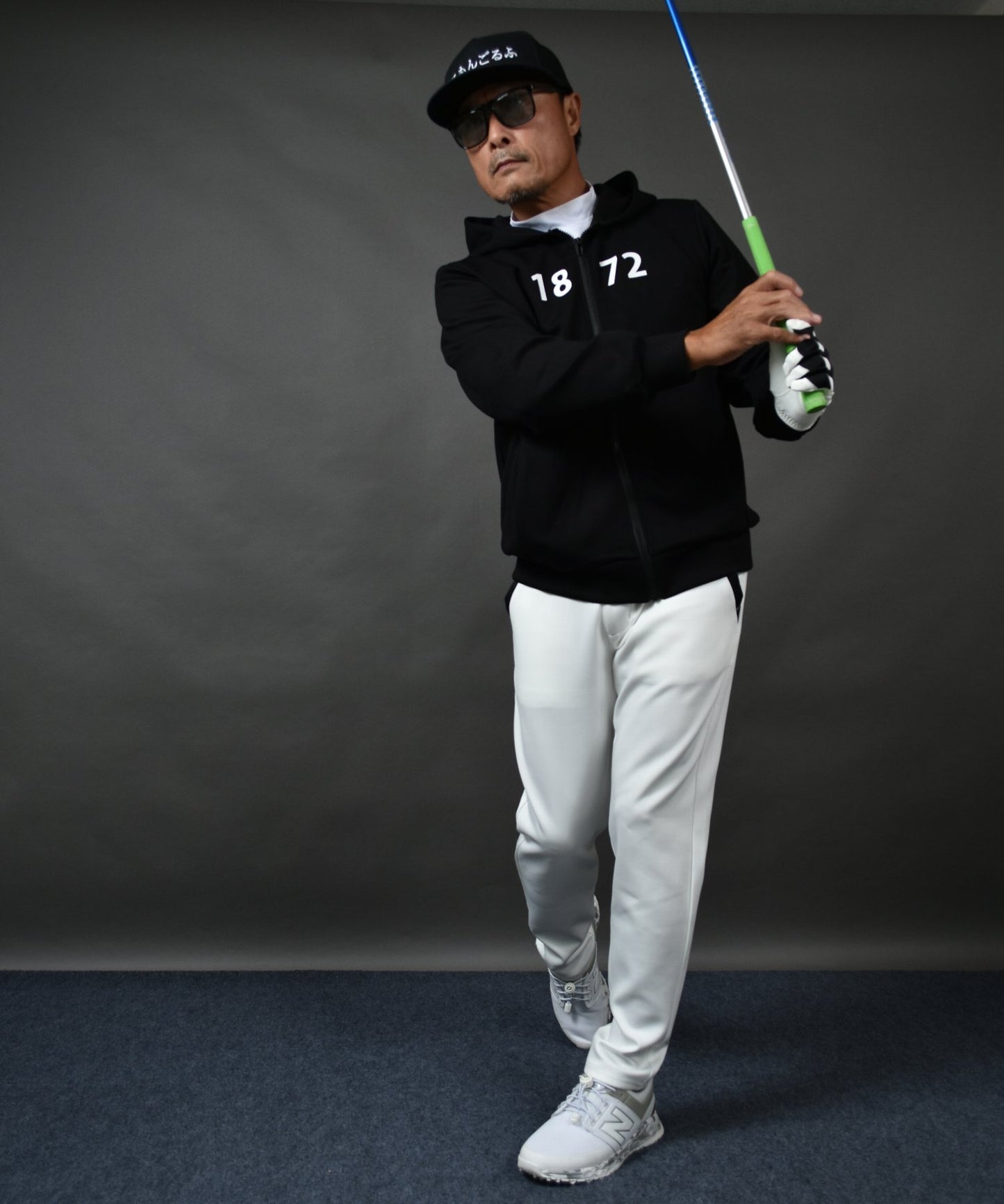 プリント入り ポンチスウェット素材 フーディーゴルフジャケット(CG-JK5012)