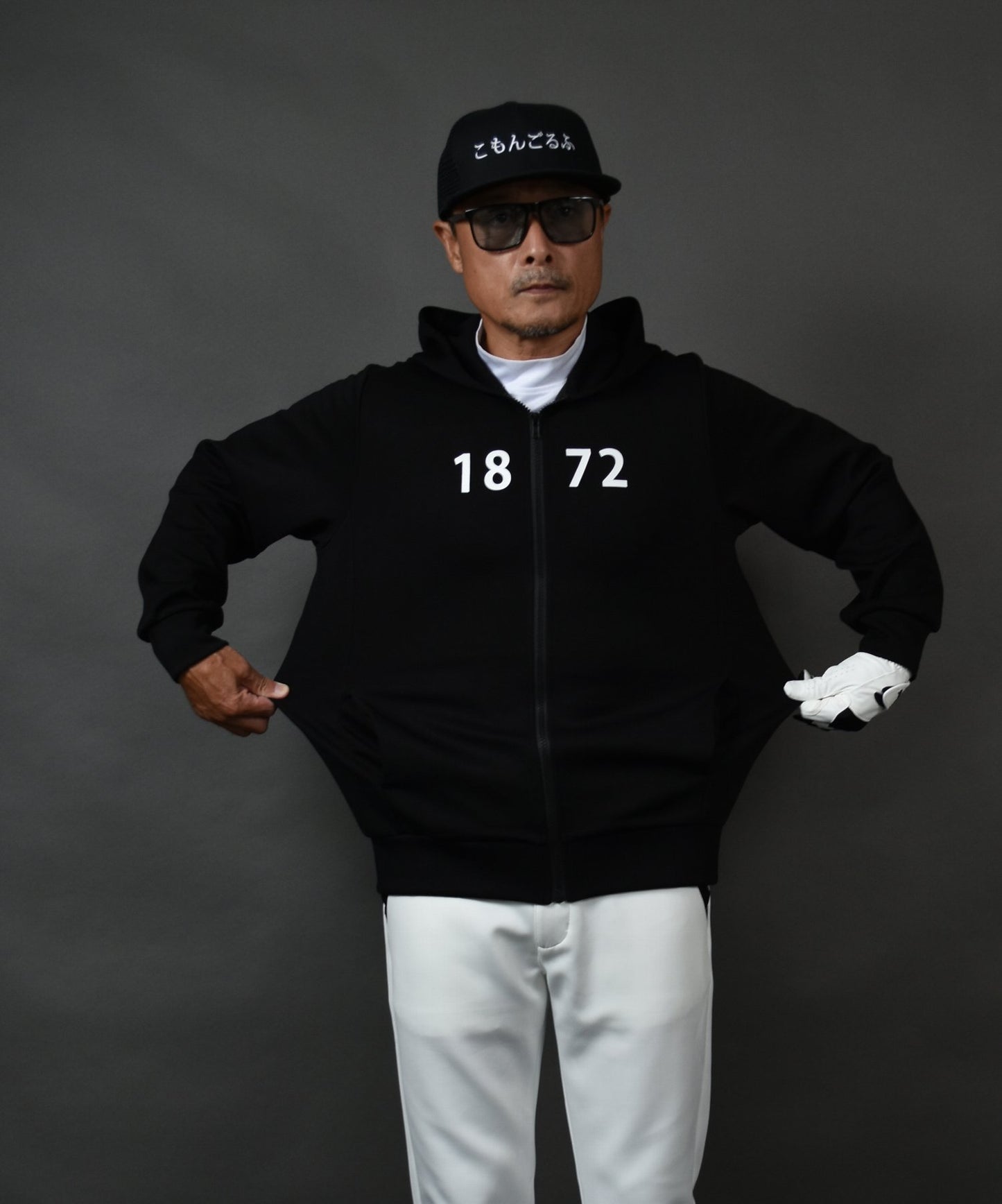 プリント入り ポンチスウェット素材 フーディーゴルフジャケット(CG-JK5012)