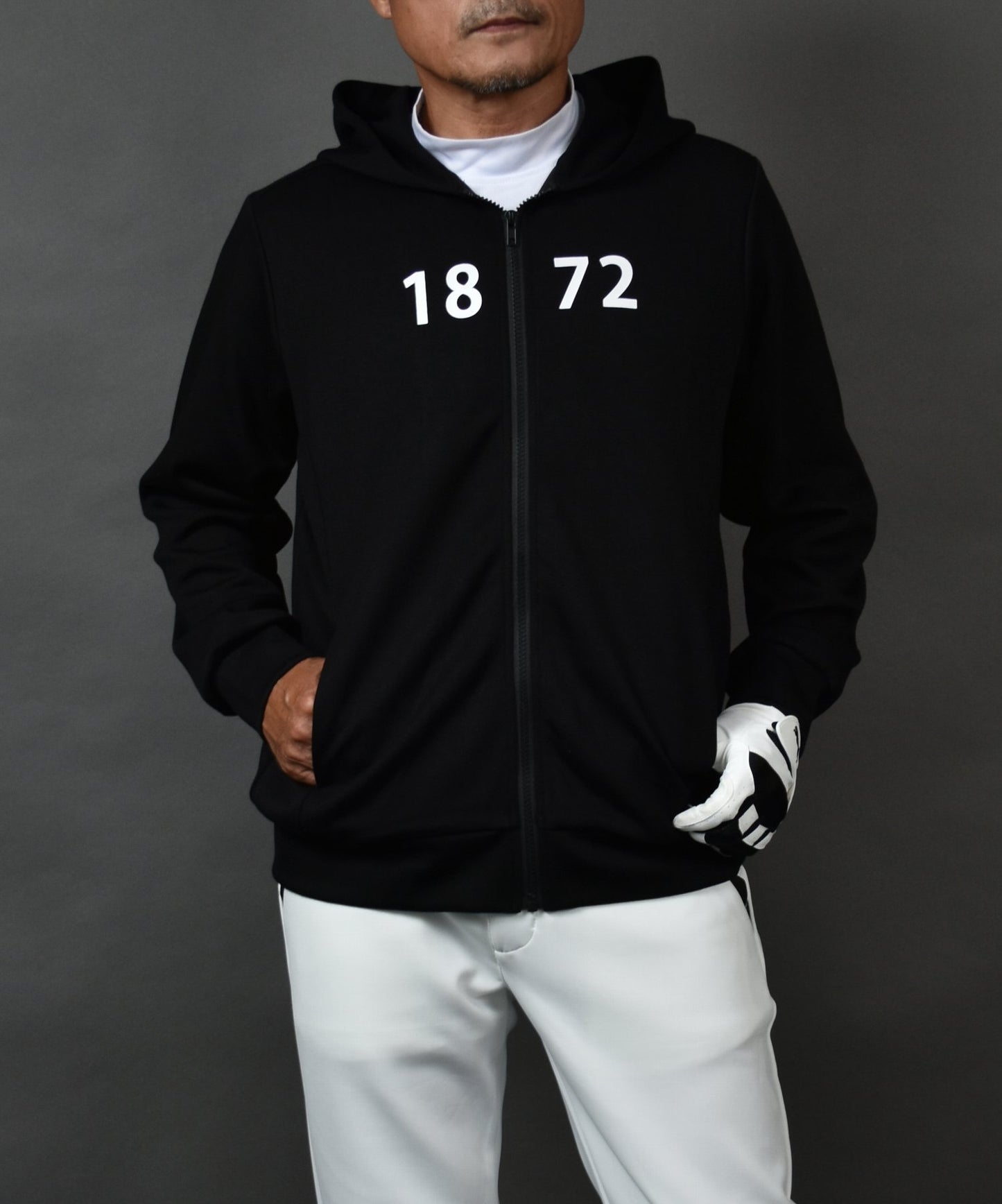 プリント入り ポンチスウェット素材 フーディーゴルフジャケット(CG-JK5012)