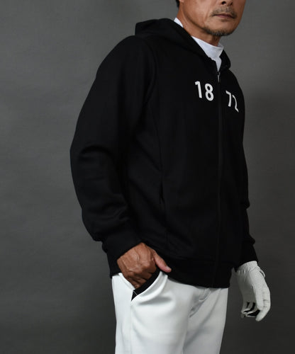 プリント入り ポンチスウェット素材 フーディーゴルフジャケット(CG-JK5012)