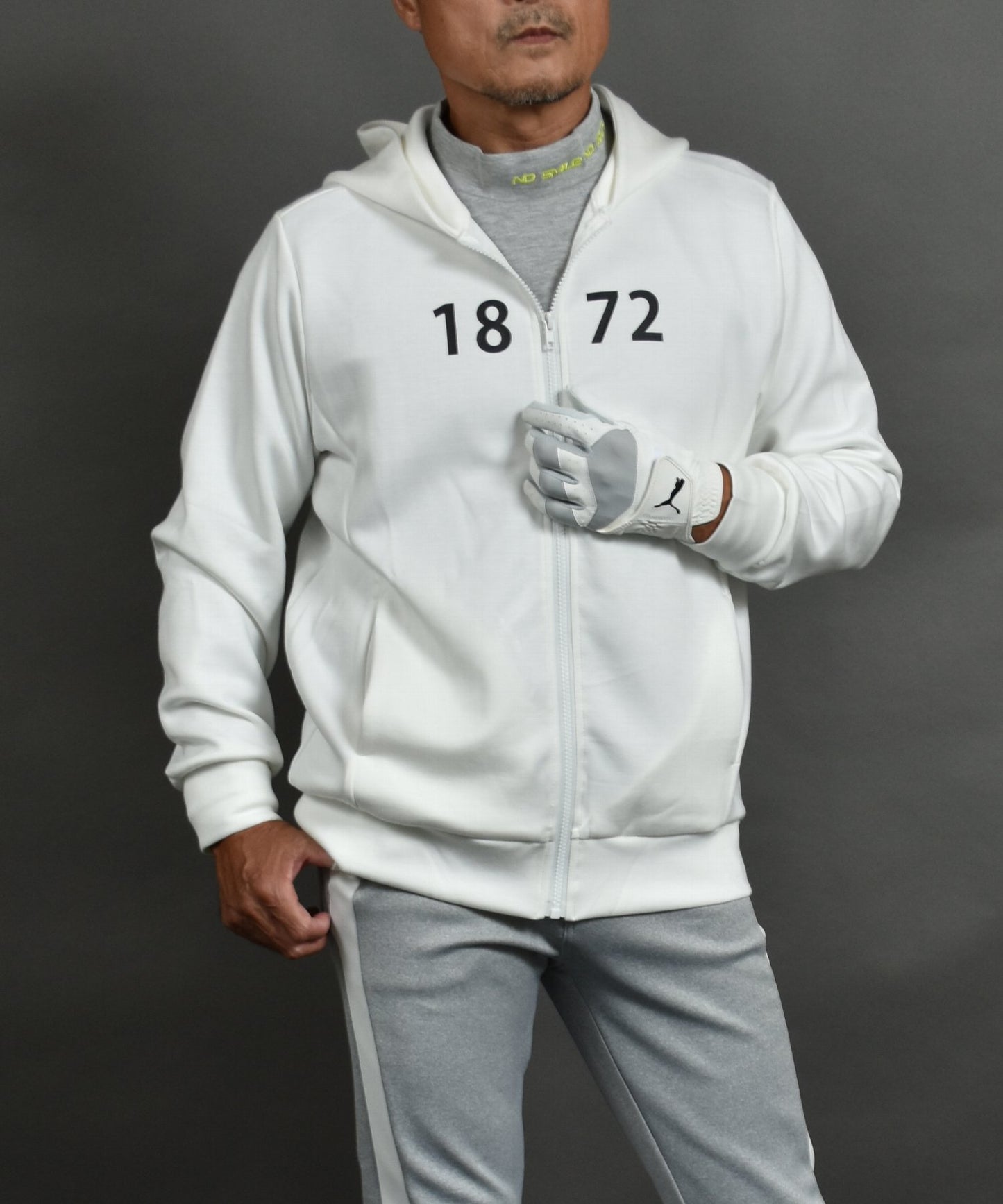 プリント入り ポンチスウェット素材 フーディーゴルフジャケット(CG-JK5012)