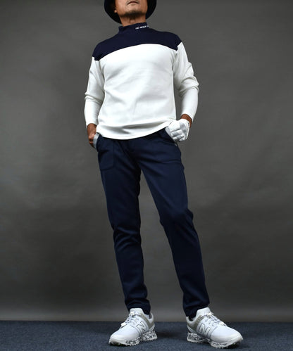 COMONGOLF 柔らかいポンチ素材 バイカラー モックネック 長袖ゴルフシャツ(CG-LT5011)