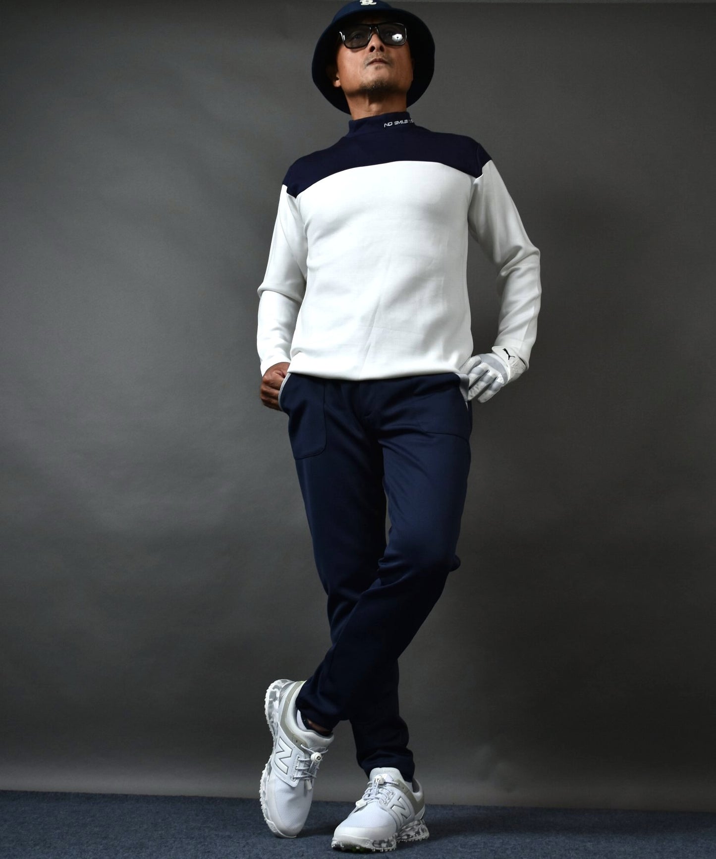 COMONGOLF 柔らかいポンチ素材 バイカラー モックネック 長袖ゴルフシャツ(CG-LT5011)