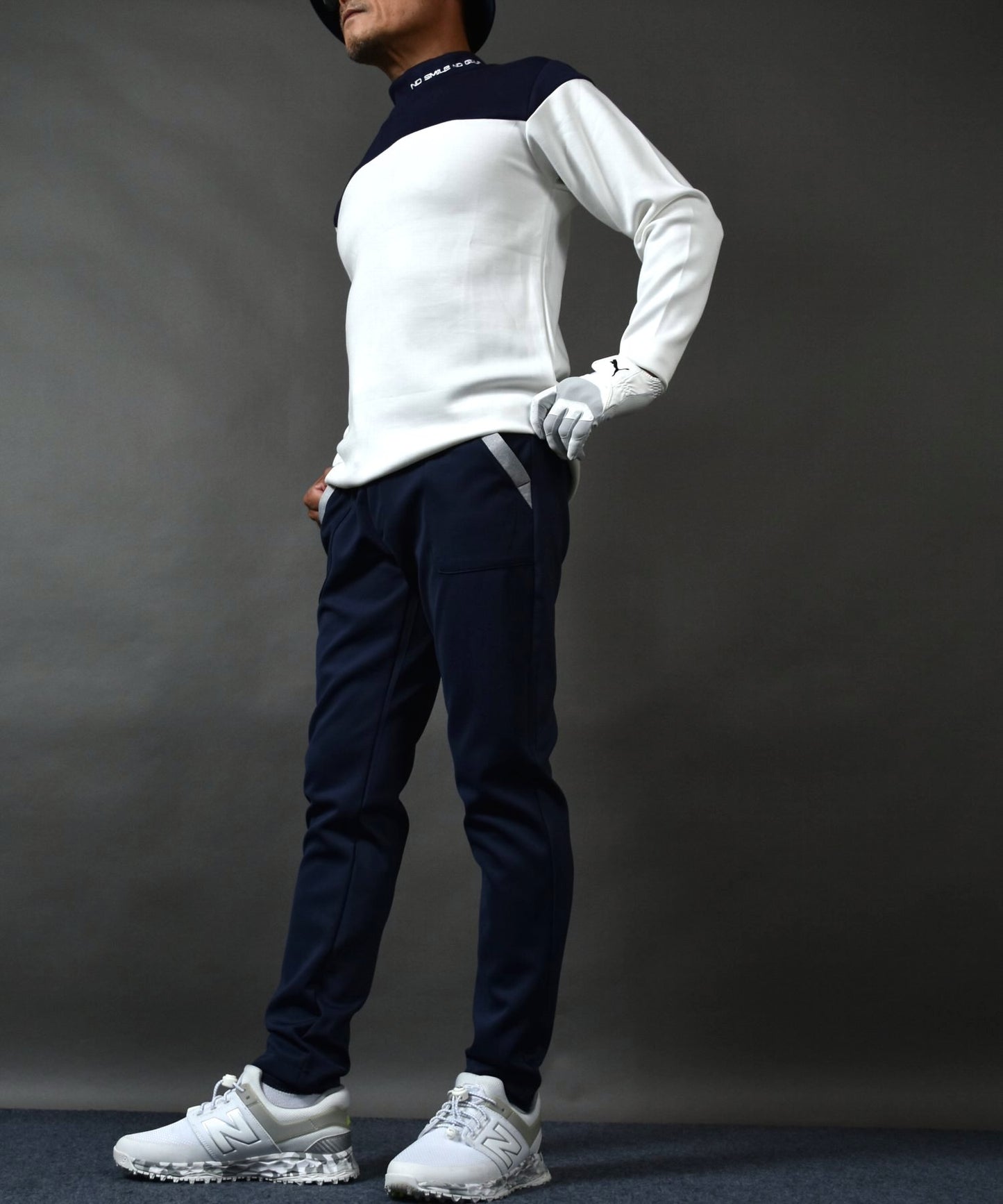 COMONGOLF 柔らかいポンチ素材 バイカラー モックネック 長袖ゴルフシャツ(CG-LT5011)