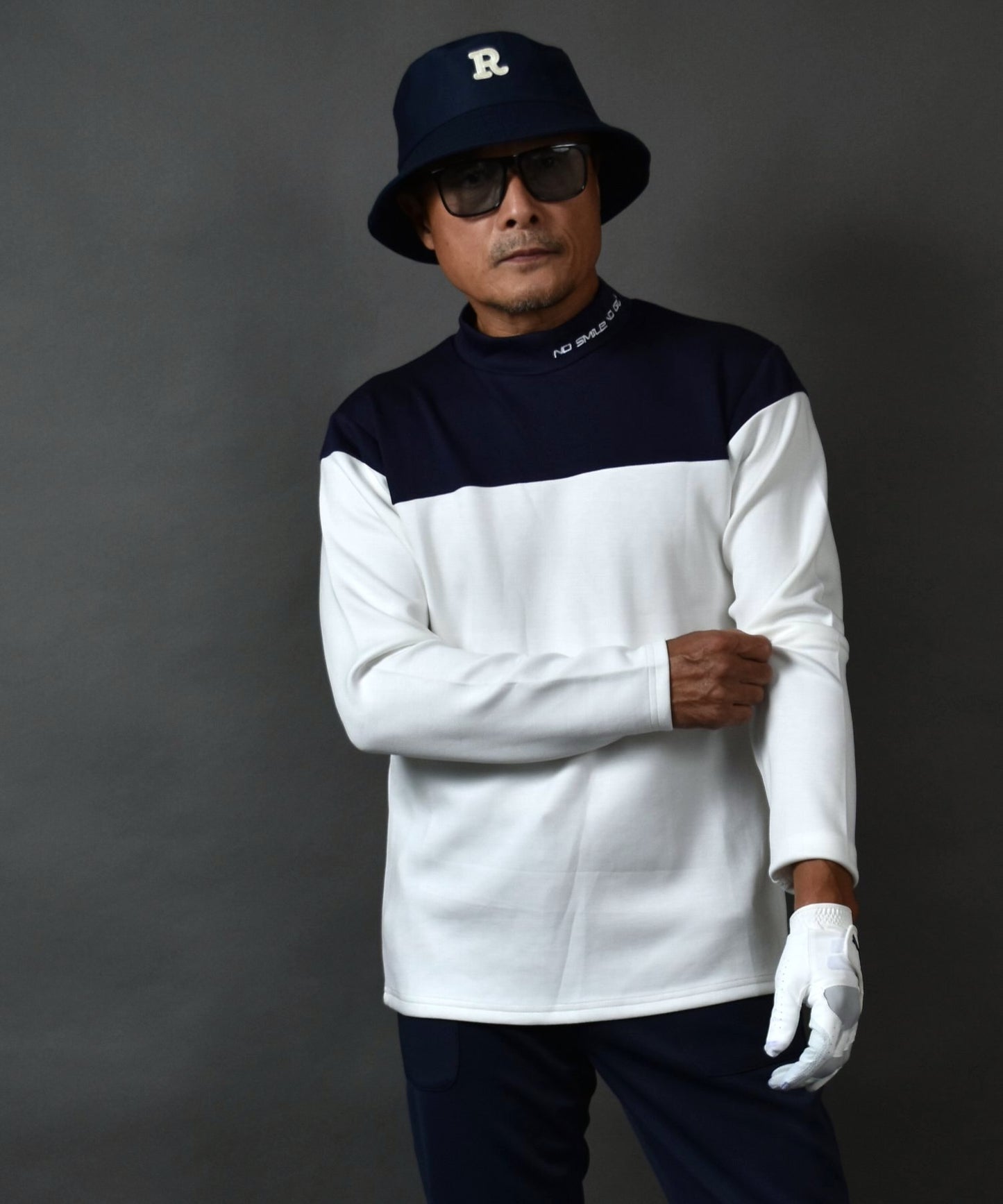 COMONGOLF 柔らかいポンチ素材 バイカラー モックネック 長袖ゴルフシャツ(CG-LT5011)