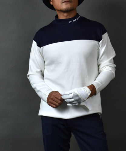 COMONGOLF 柔らかいポンチ素材 バイカラー モックネック 長袖ゴルフシャツ(CG-LT5011)