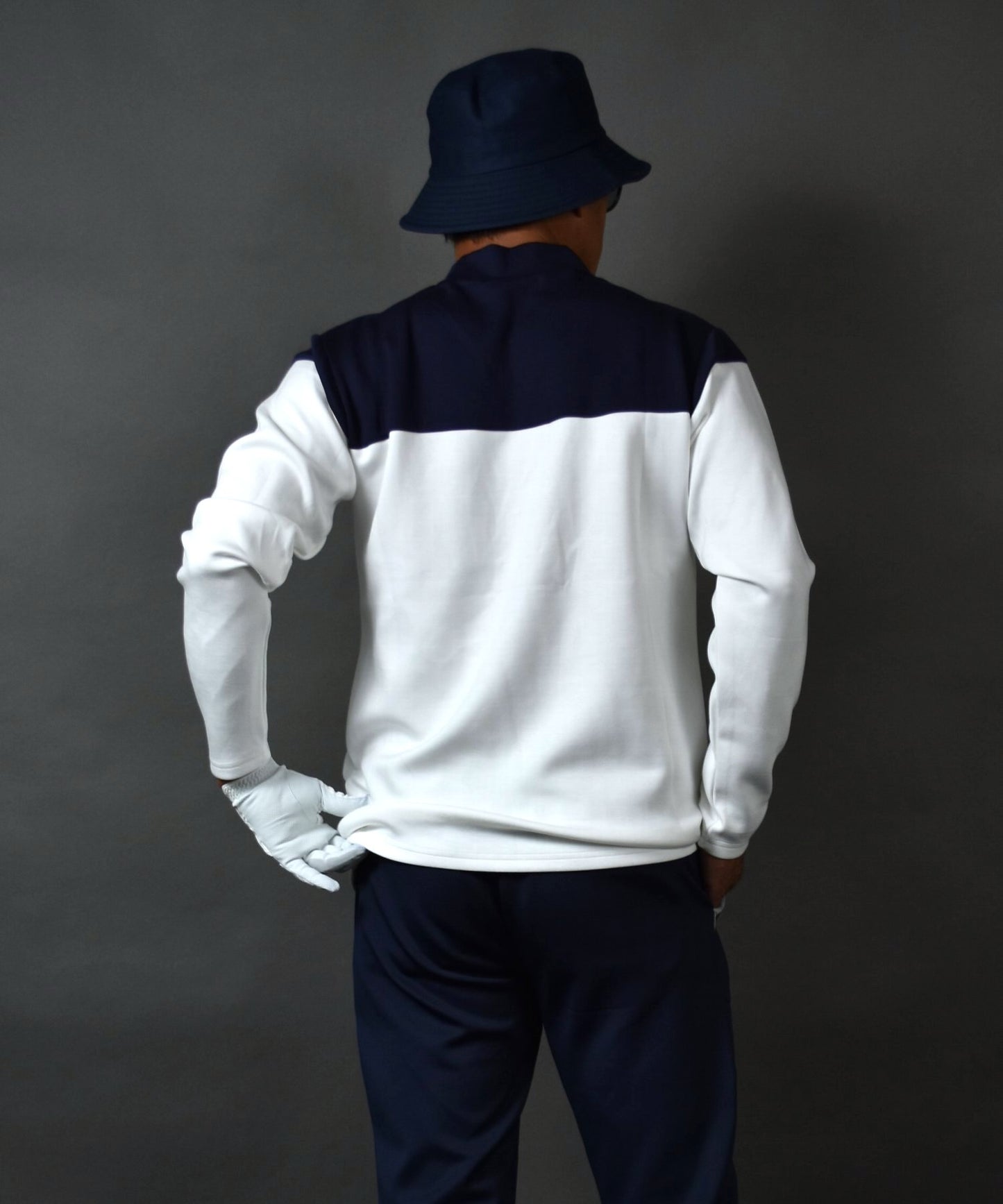 COMONGOLF 柔らかいポンチ素材 バイカラー モックネック 長袖ゴルフシャツ(CG-LT5011)