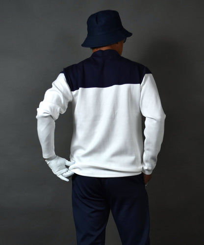 COMONGOLF 柔らかいポンチ素材 バイカラー モックネック 長袖ゴルフシャツ(CG-LT5011)