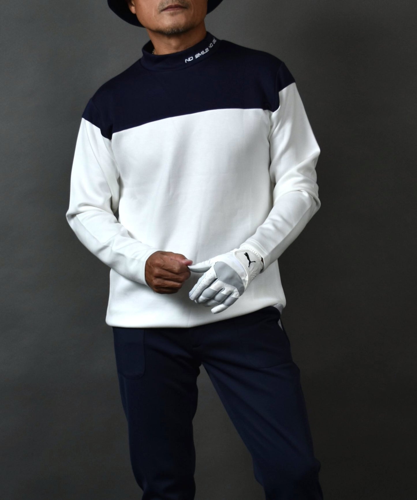 COMONGOLF 柔らかいポンチ素材 バイカラー モックネック 長袖ゴルフシャツ(CG-LT5011)