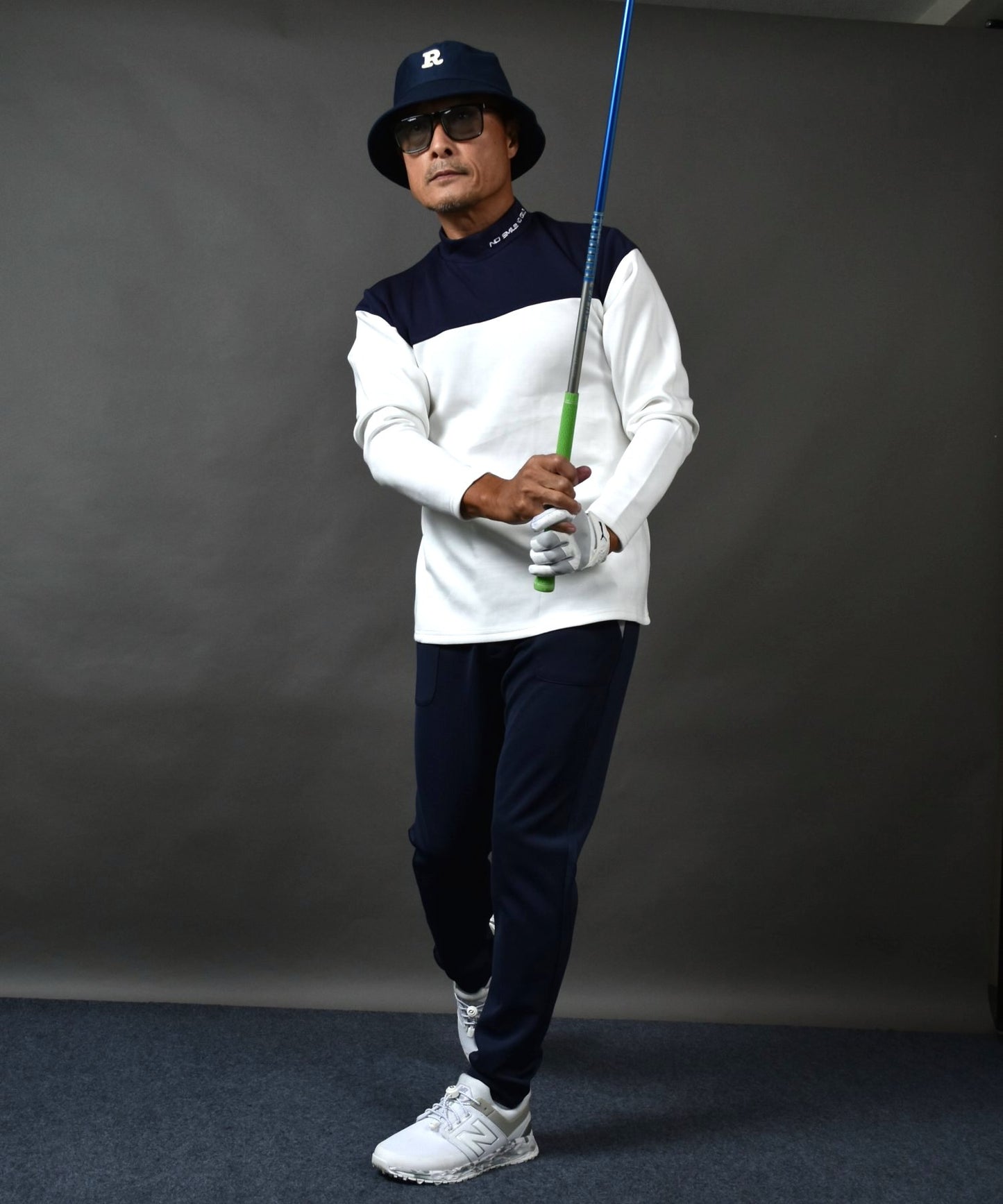 COMONGOLF 柔らかいポンチ素材 バイカラー モックネック 長袖ゴルフシャツ(CG-LT5011)