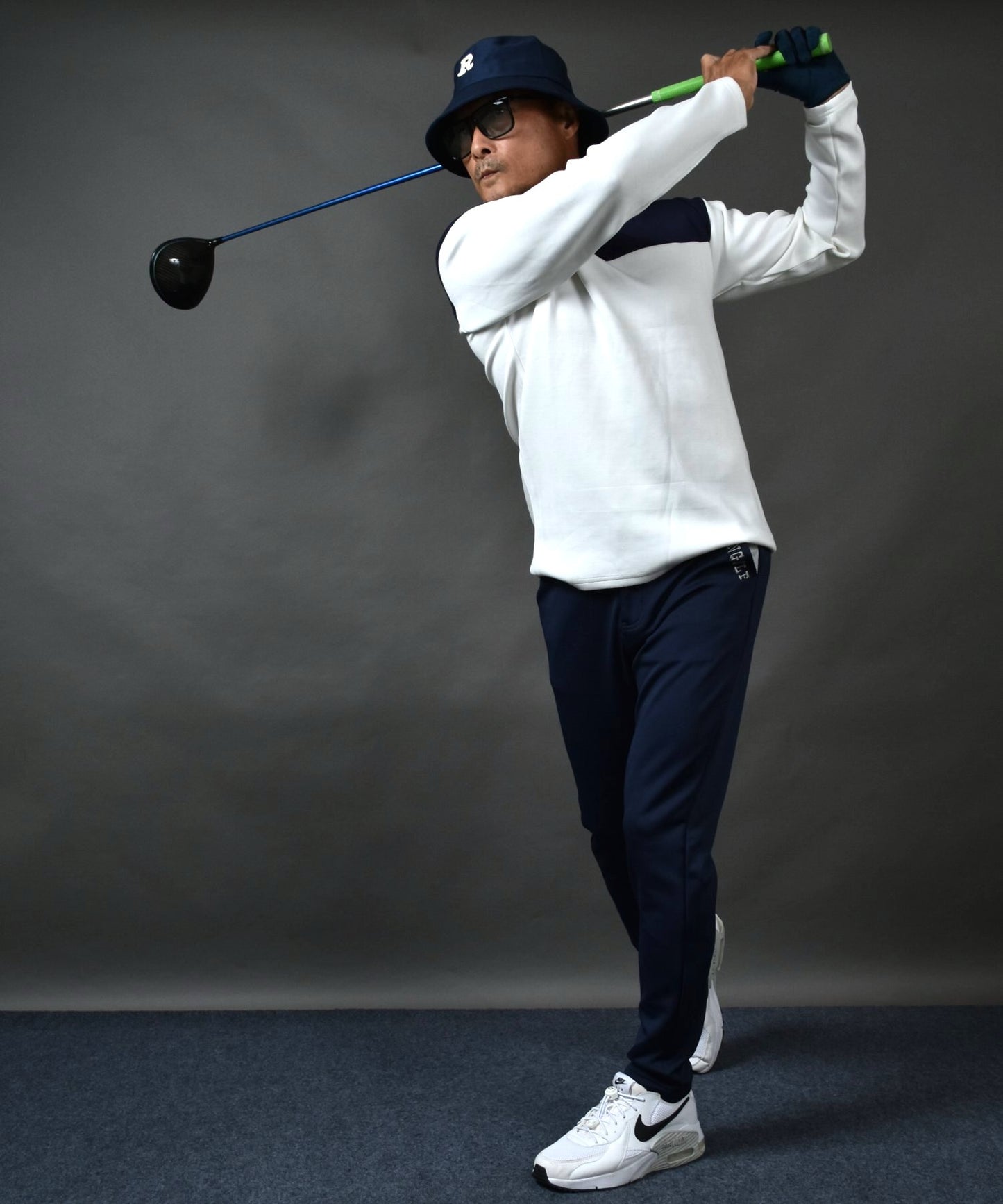 COMONGOLF 柔らかいポンチ素材 バイカラー モックネック 長袖ゴルフシャツ(CG-LT5011)