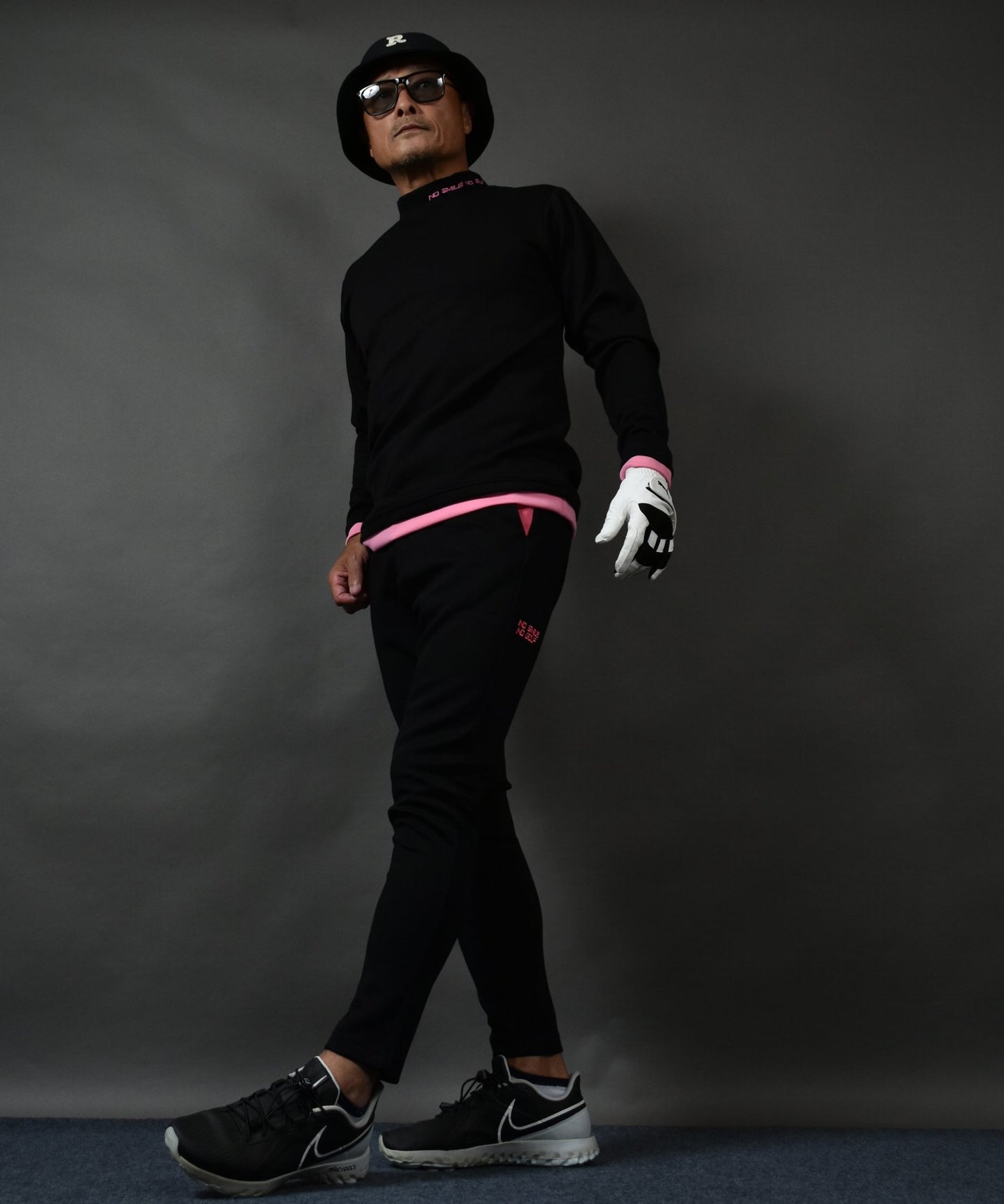 ポンチ素材 長袖モックネック&テーパードゴルフパンツ セットアップ(CG-SET4013E)