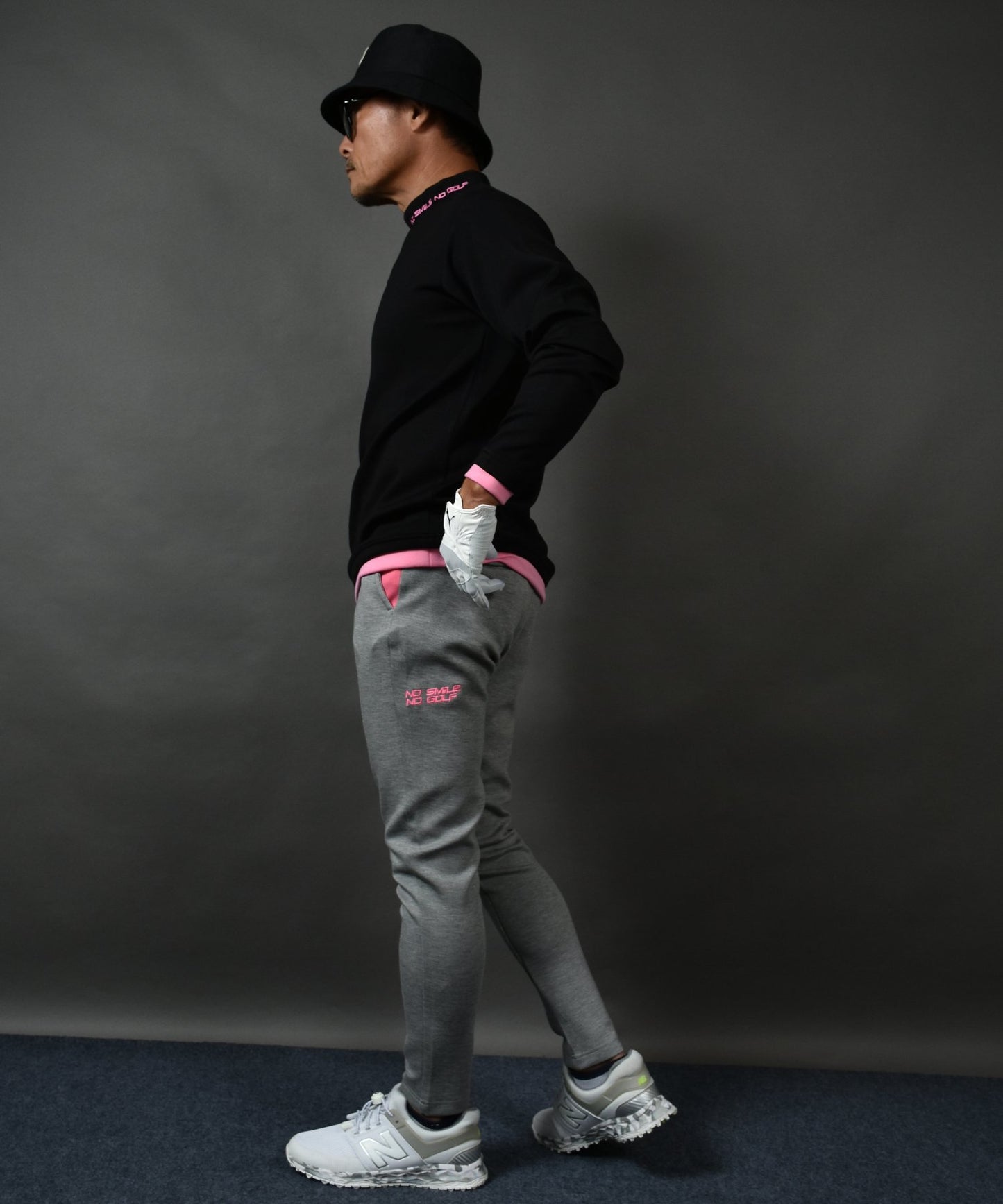 ポンチ素材 長袖モックネック&テーパードゴルフパンツ セットアップ(CG-SET4013F)