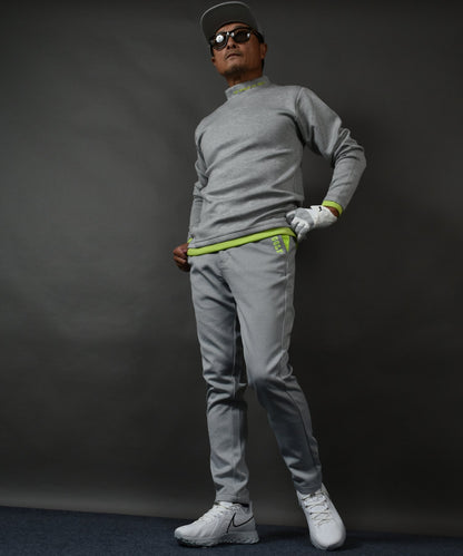 ポンチ素材 長袖モックネック&テーパードゴルフパンツ セットアップ(CG-SET4013A)