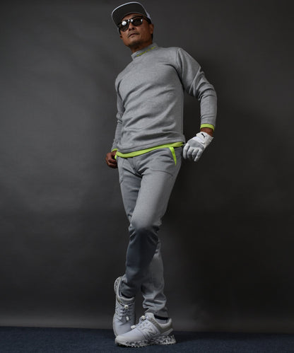 ポンチ素材 長袖モックネック&テーパードゴルフパンツ セットアップ(CG-SET4013B)