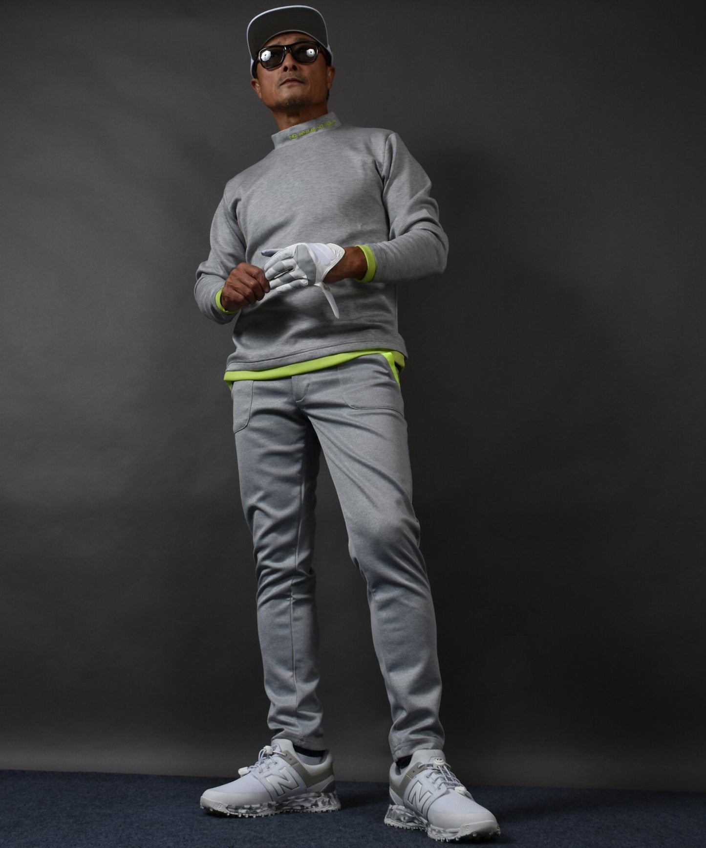 ポンチ素材 長袖モックネック&テーパードゴルフパンツ セットアップ(CG-SET4013B)