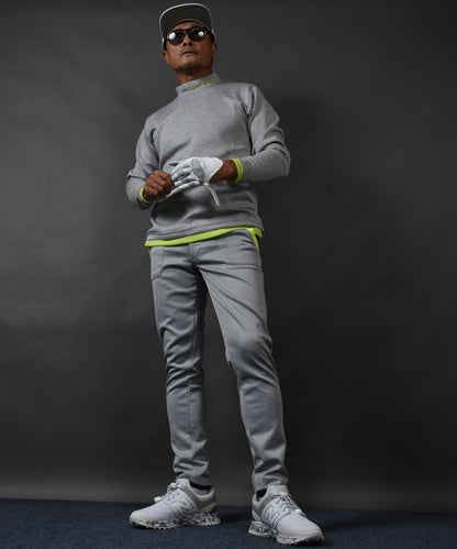 ポンチ素材 長袖モックネック&テーパードゴルフパンツ セットアップ(CG-SET4013B)