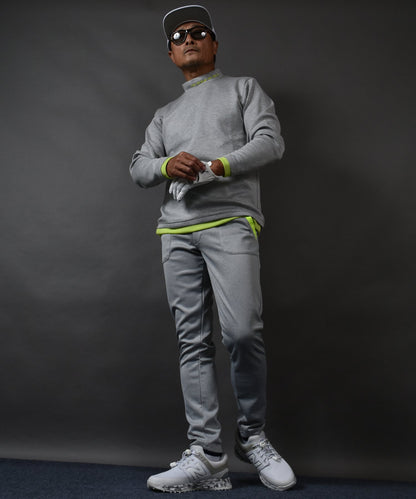 ポンチ素材 長袖モックネック&テーパードゴルフパンツ セットアップ(CG-SET4013B)