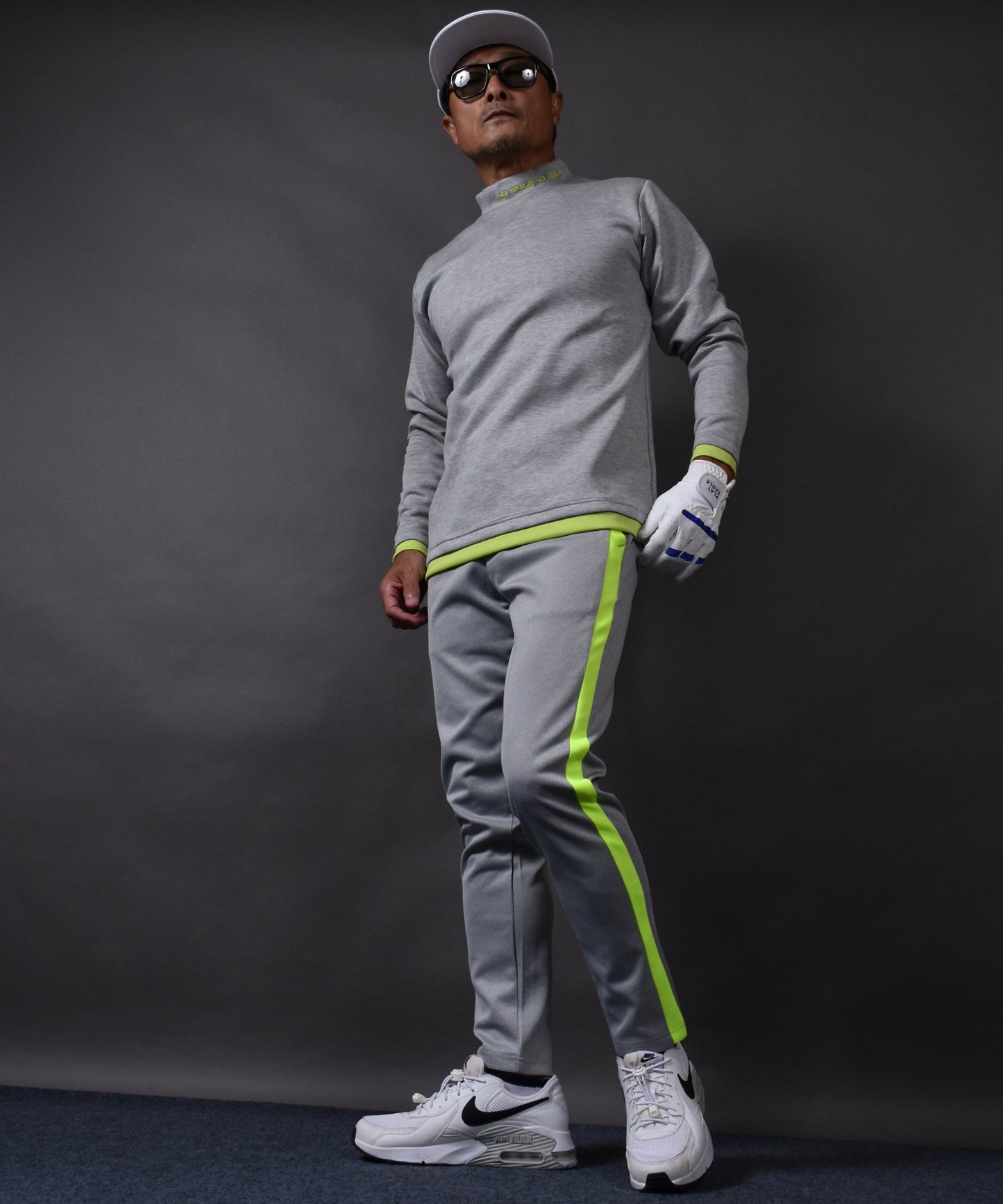 ポンチ素材 長袖モックネック&テーパードゴルフパンツ セットアップ(CG-SET4013C)