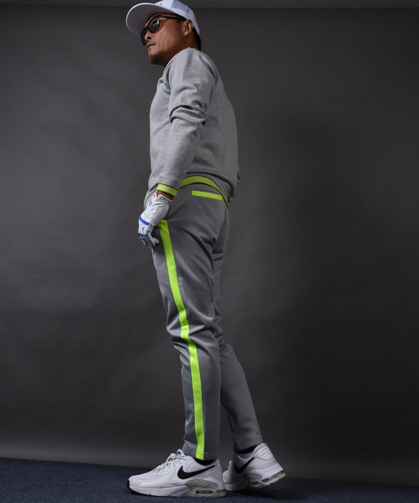 ポンチ素材 長袖モックネック&テーパードゴルフパンツ セットアップ(CG-SET4013C)