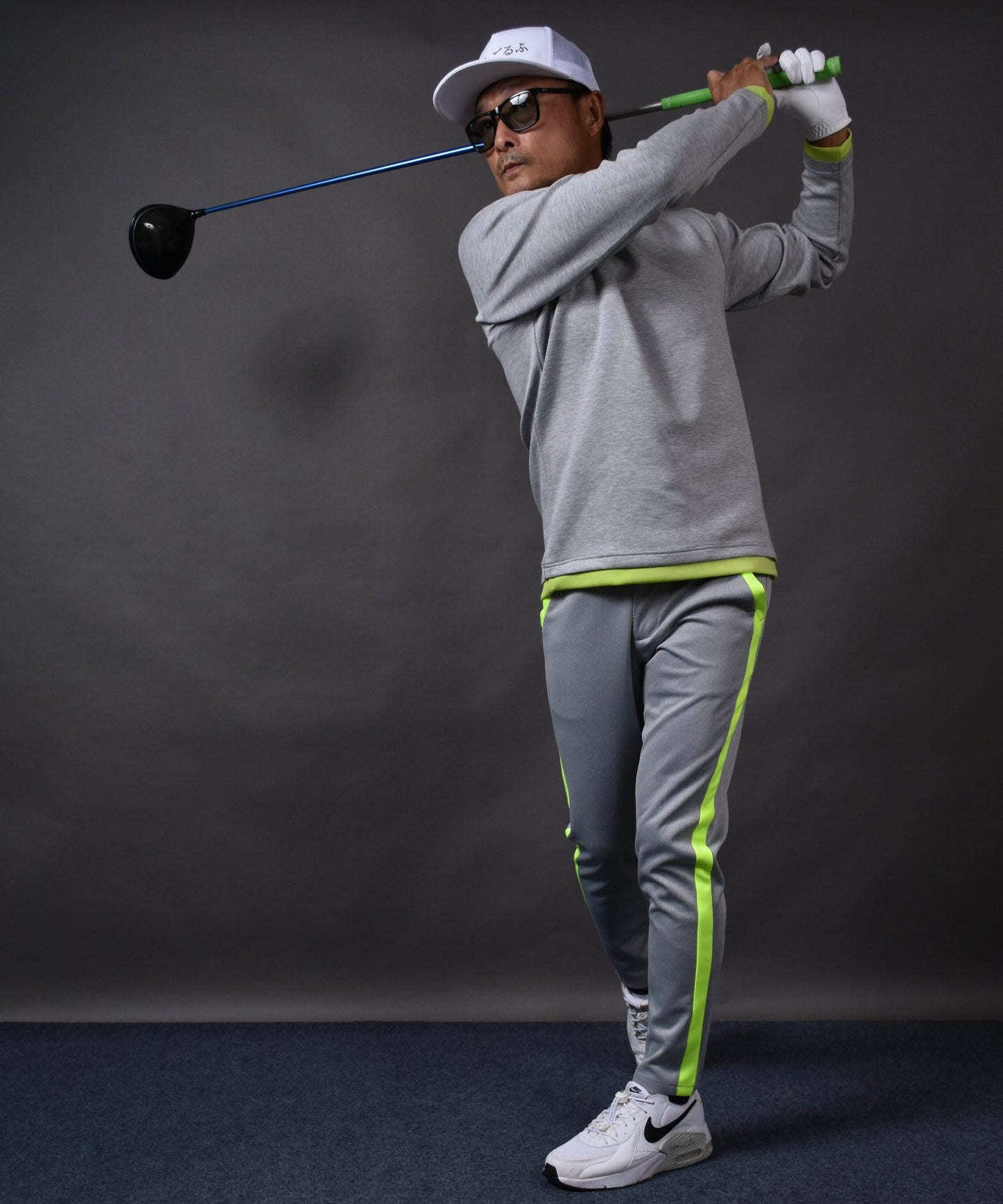 ポンチ素材 長袖モックネック&テーパードゴルフパンツ セットアップ(CG-SET4013C)