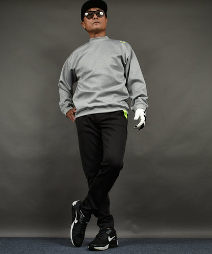 ポンチ素材バックロゴ入り長袖モックネック&テーパードゴルフパンツセットアップ(CG-SET4019B)