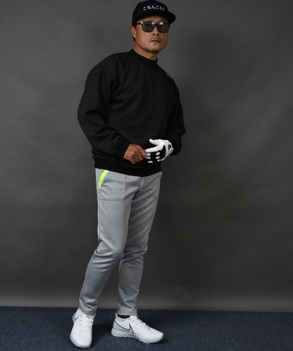 ポンチ素材バックロゴ入り長袖モックネック&テーパードゴルフパンツセットアップ(CG-SET4019C)