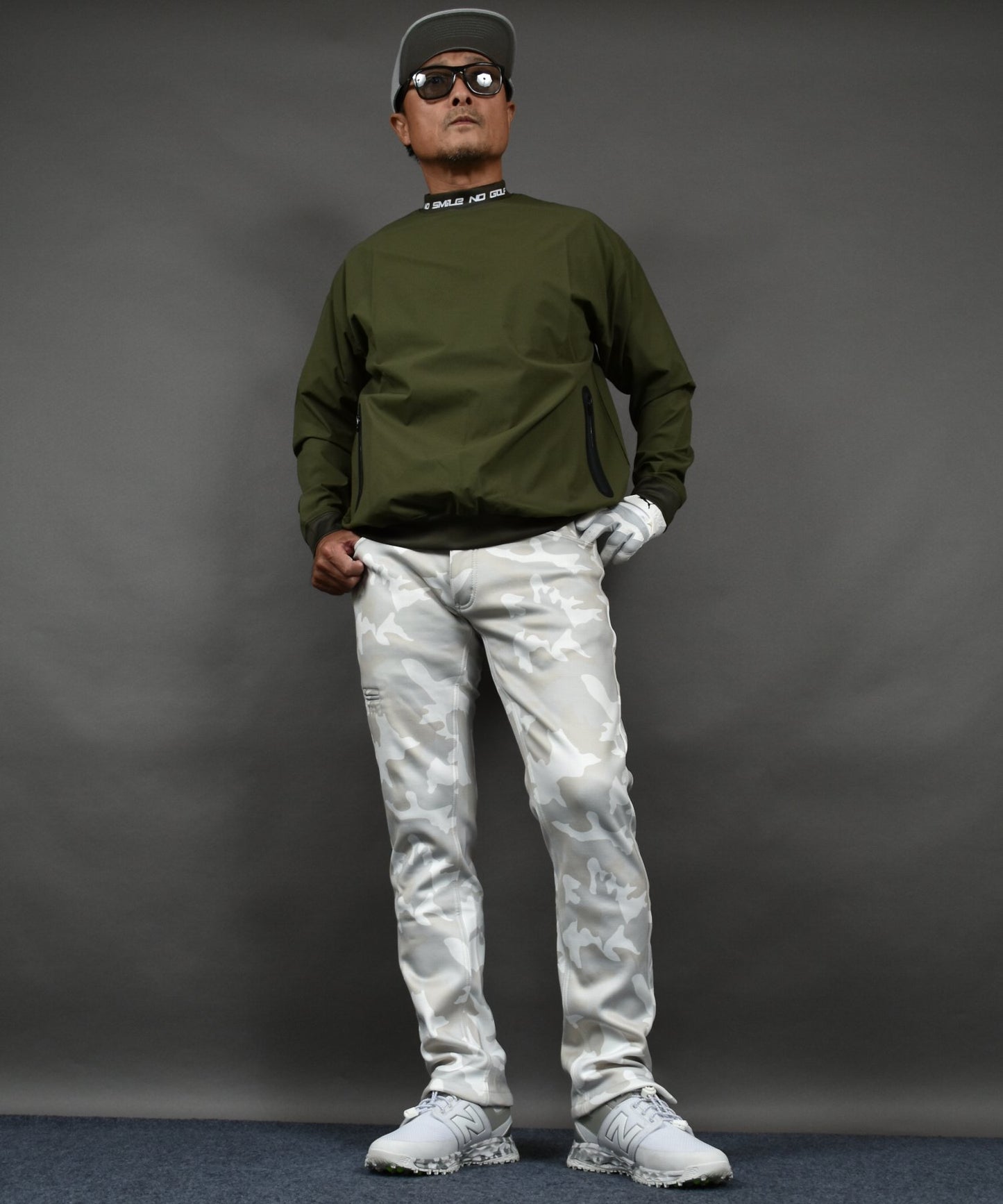 裏フリースボンディングウエストゴム入り総柄ゴルフパンツ(CG-A21033)