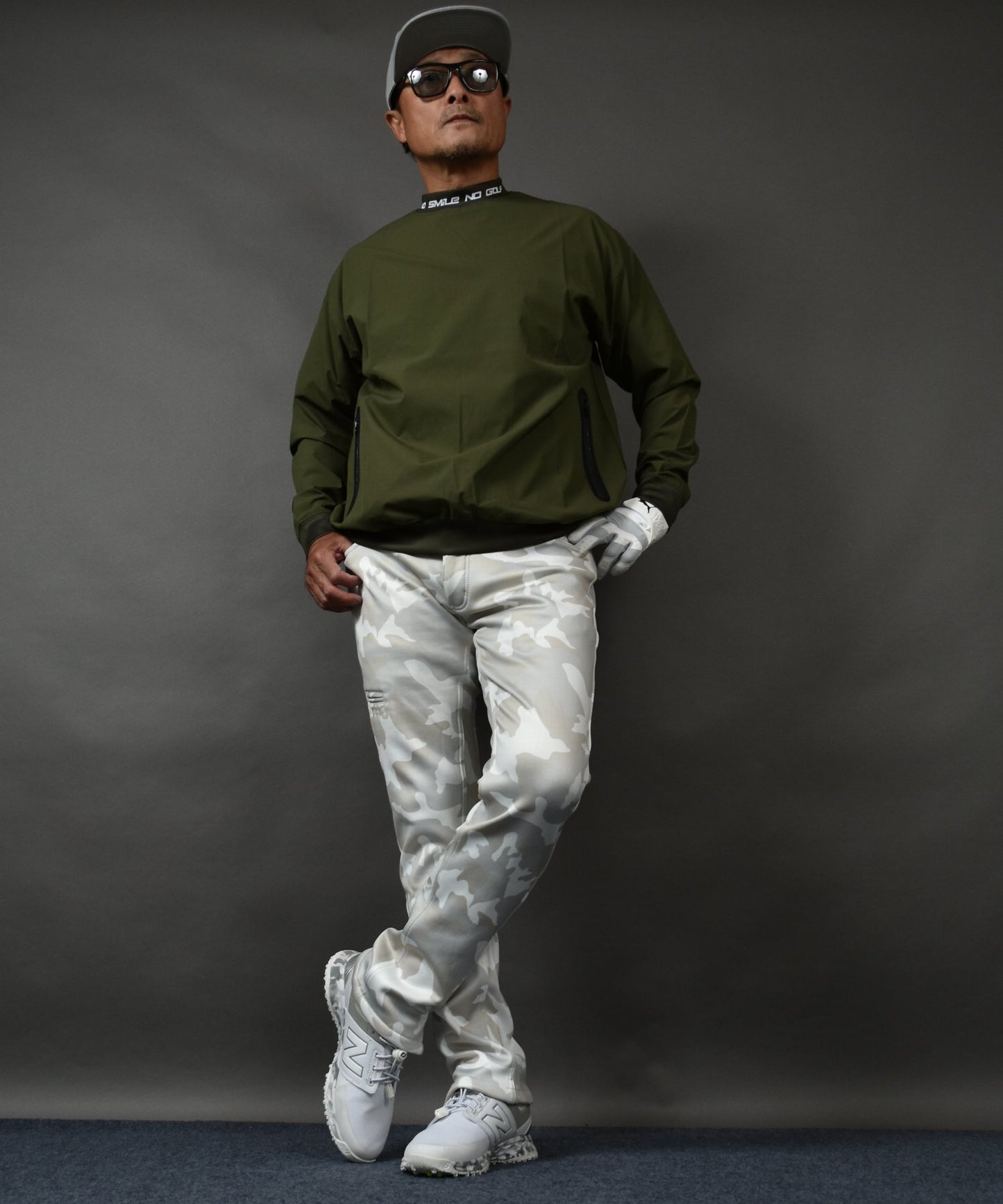 裏フリースボンディングウエストゴム入り総柄ゴルフパンツ(CG-A21033)