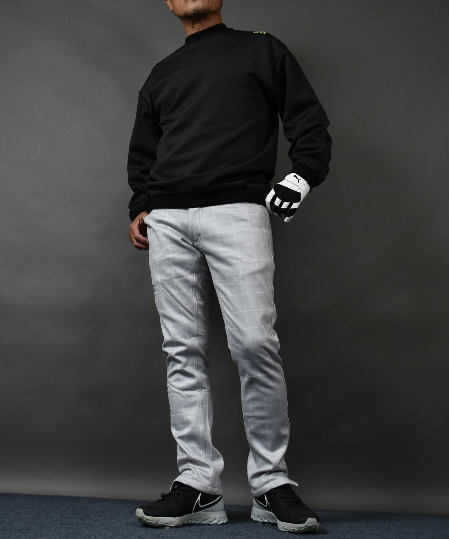 裏フリースボンディングウエストゴム入り総柄ゴルフパンツ(CG-A21033)