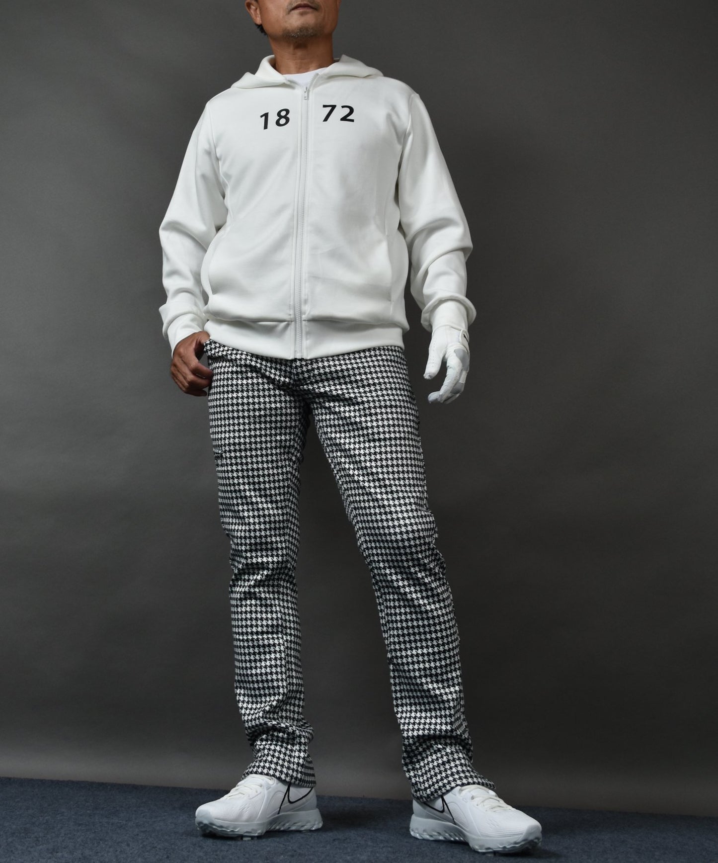 裏フリースボンディングウエストゴム入り総柄ゴルフパンツ(CG-A21033)