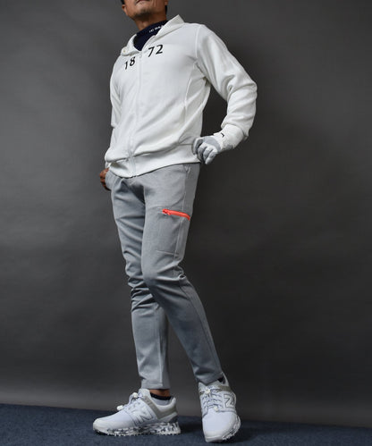 ネオンカラージップ使いポンチ素材アンクル丈テーパードゴルフパンツ(CG-24018)