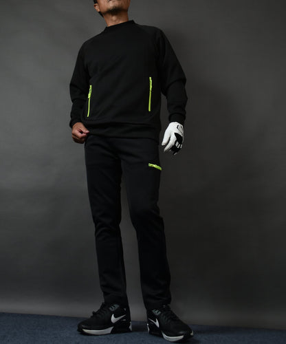 ネオンカラージップ使いポンチ素材アンクル丈テーパードゴルフパンツ(CG-24018)