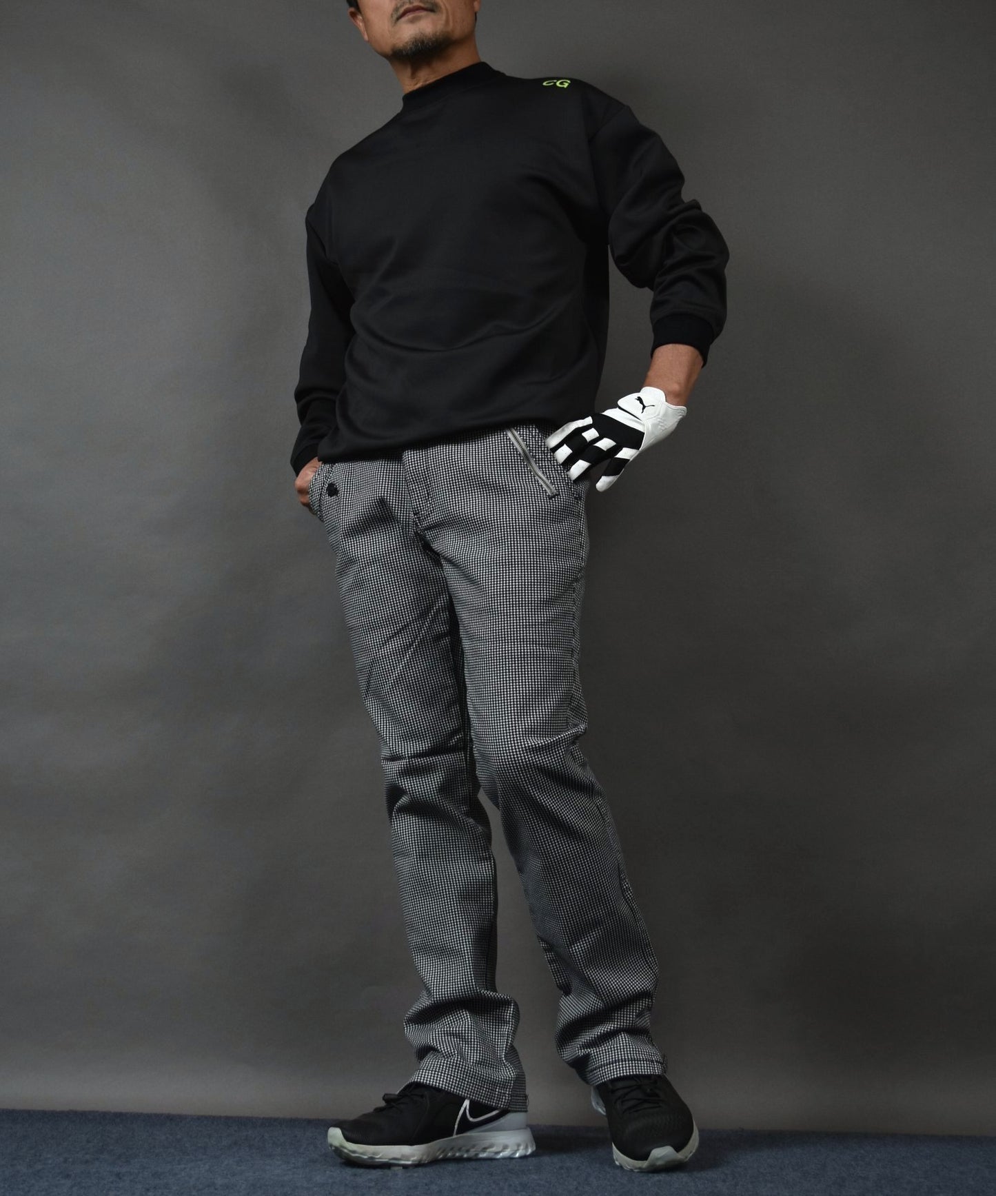 丈夫なカツラギストレッチ素材 美脚総柄ゴルフパンツ(CG-NF1702)