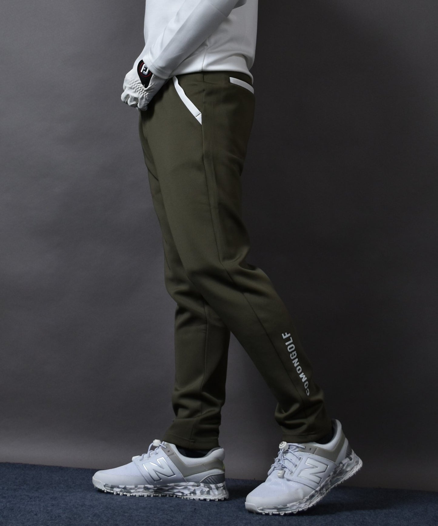 人気No1！新色カーキー入荷　ポンチ素材アンクル丈テーパードゴルフパンツ(CG-25010)