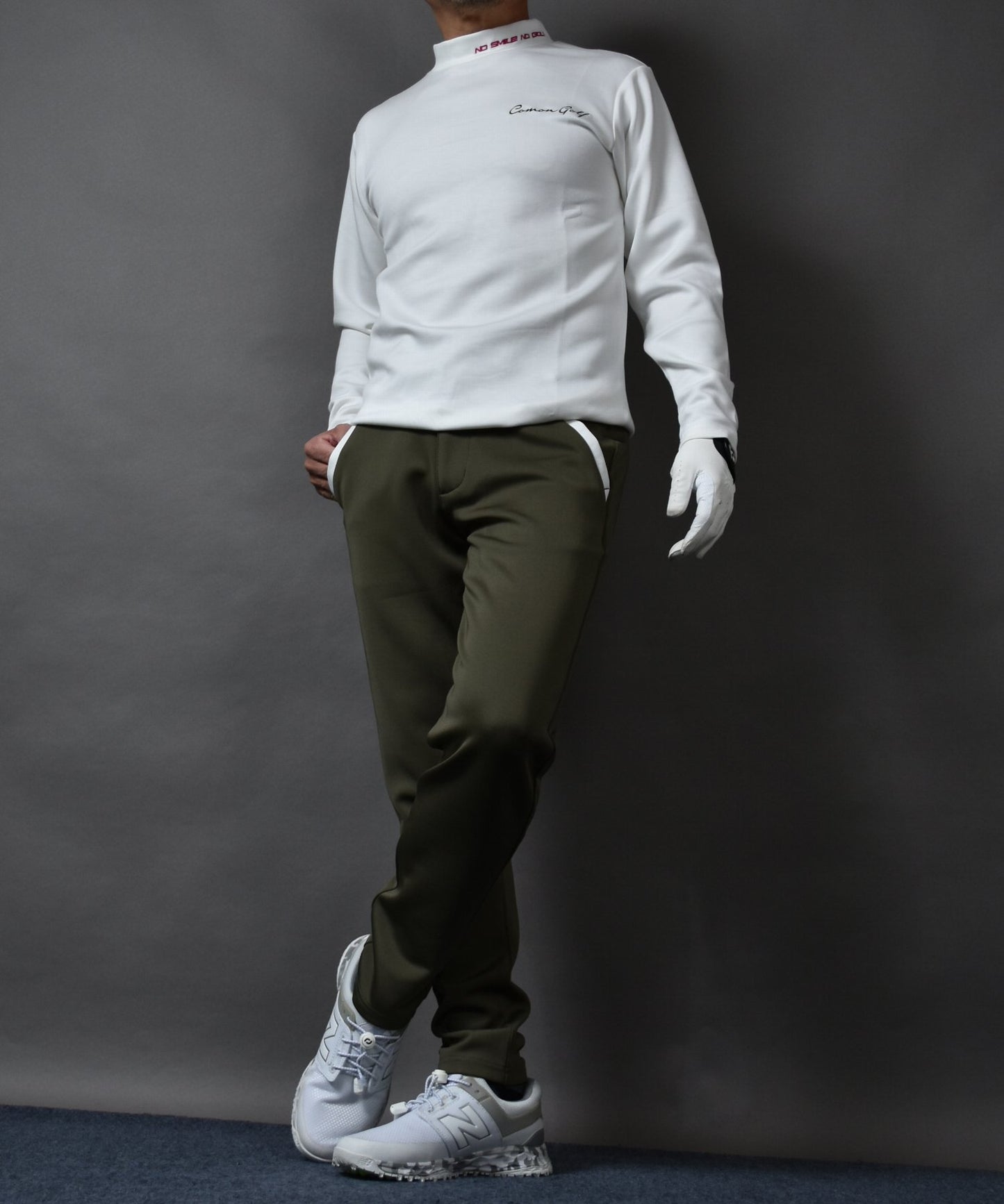 人気No1！新色カーキー入荷　ポンチ素材アンクル丈テーパードゴルフパンツ(CG-25010)