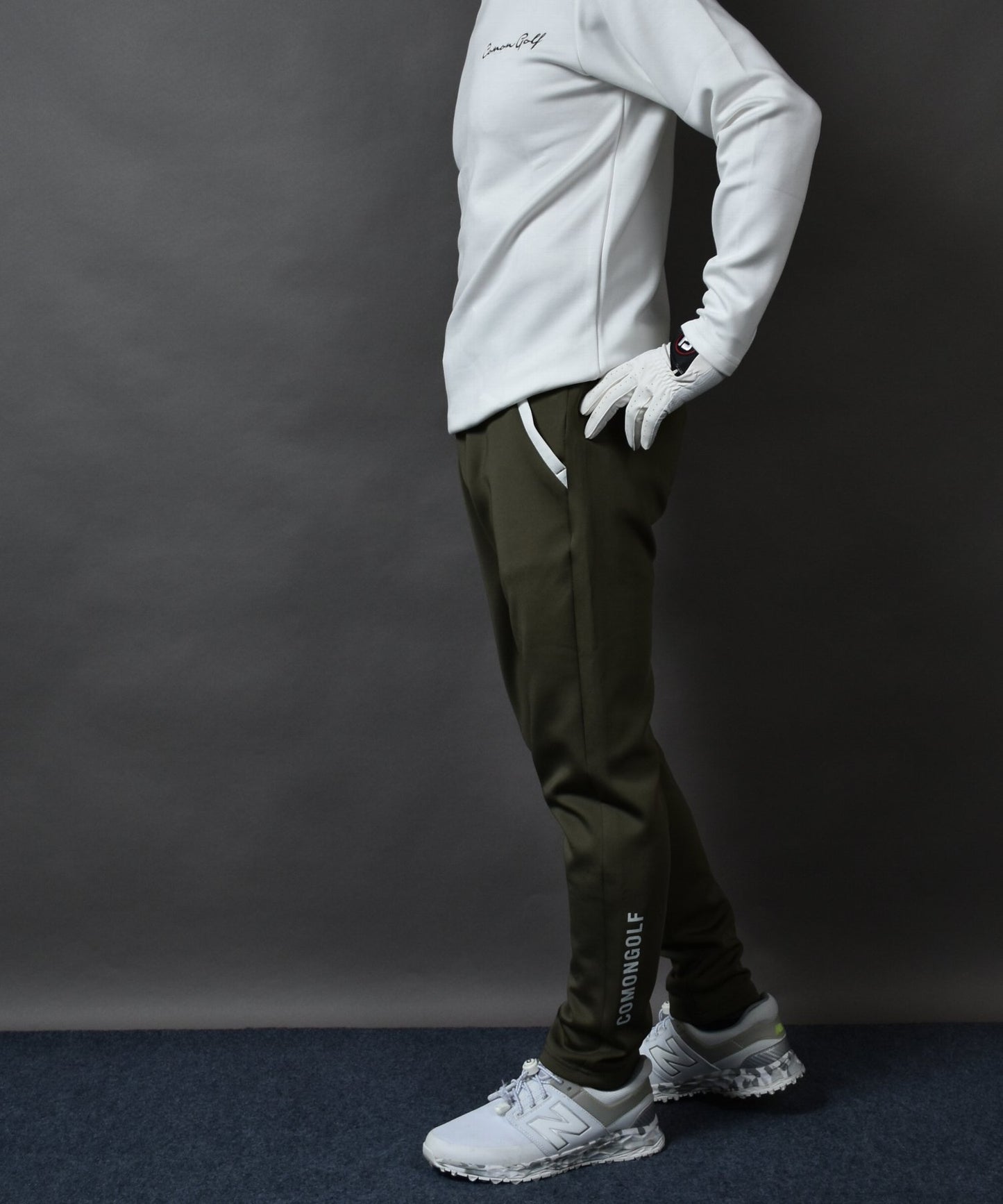 人気No1！新色カーキー入荷　ポンチ素材アンクル丈テーパードゴルフパンツ(CG-25010)